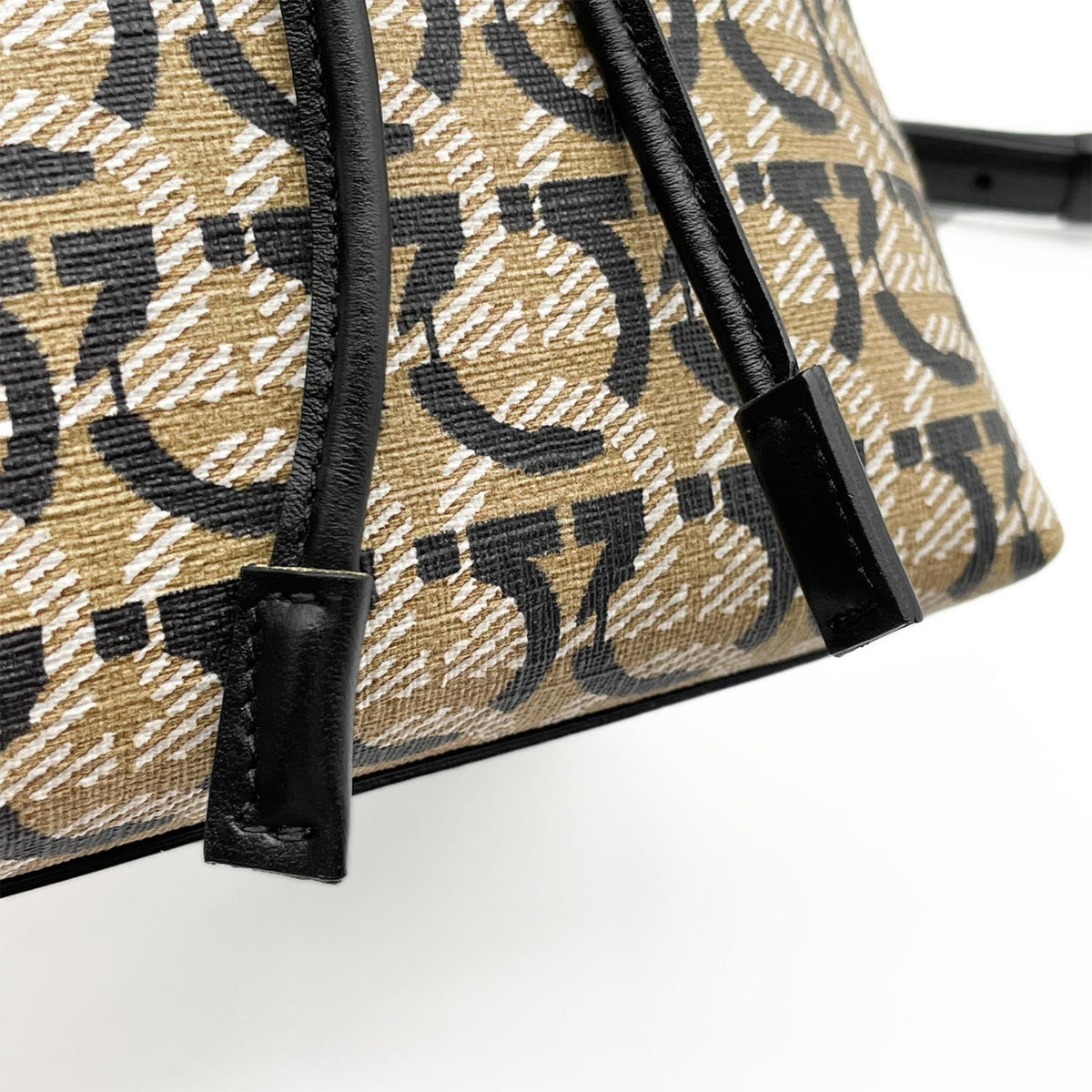 Salvatore Ferragamo Beige Black Pvc Leather Backpack (Pre-Owned)