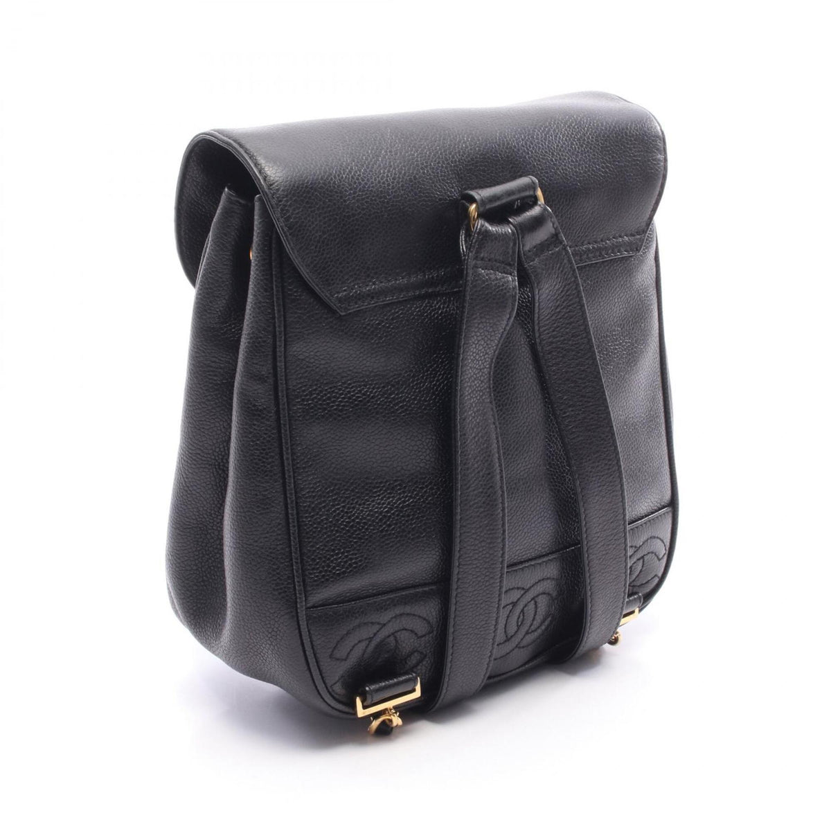 Chanel Black Grained Calfskin Backpack Handbag (Pre-Owned)