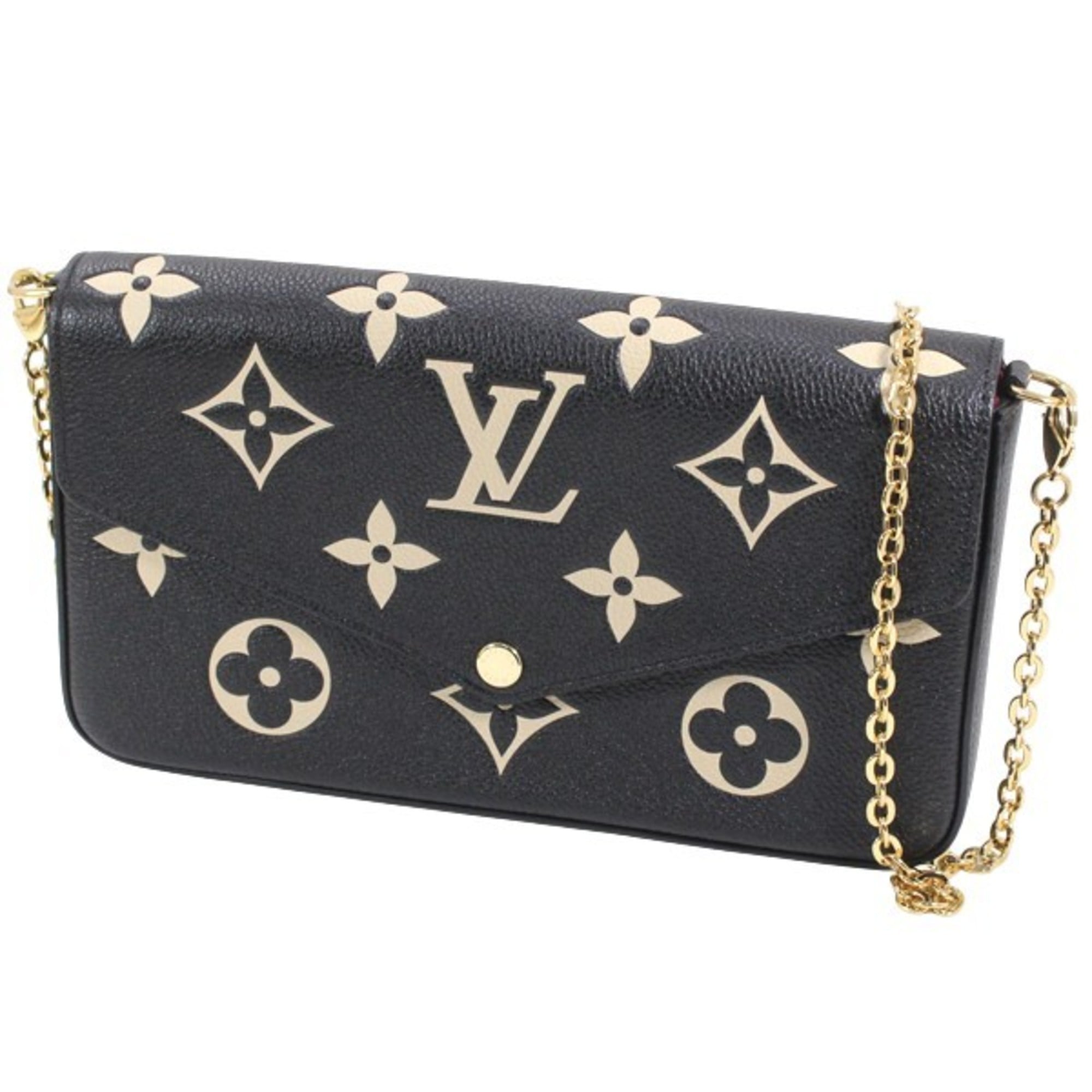 Louis Vuitton Beige Bicolor Black Monogram Empreinte Clutch Bag Pochette Shoulder Bag (Pre-Owned)