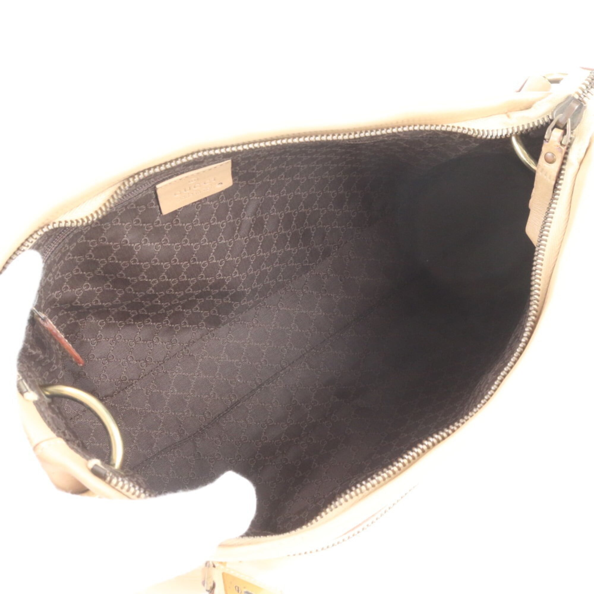 Gucci Beige Leather Handbag Shoulder Bag Tote Bag (Pre-Owned)