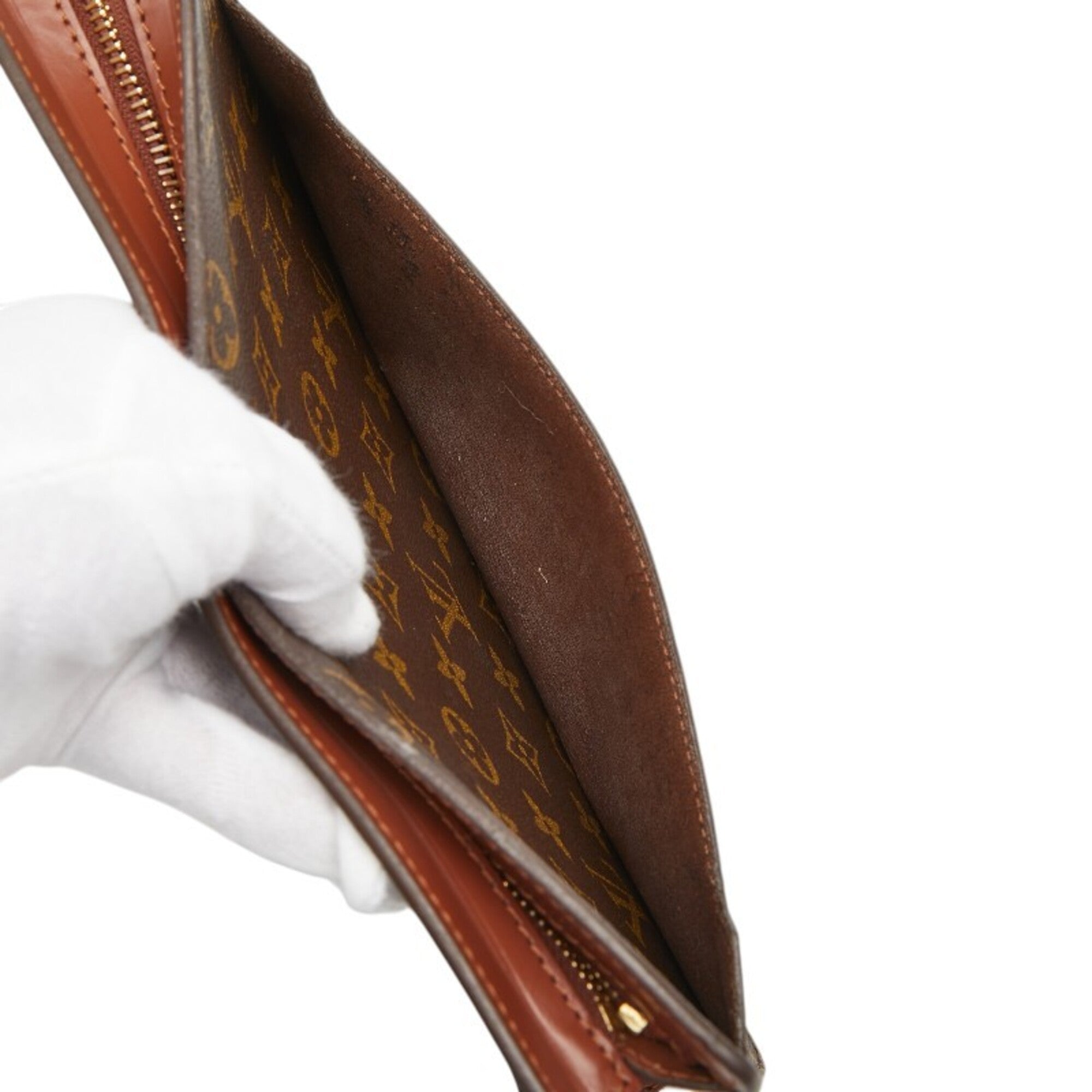 Louis Vuitton Monogram Brown Pvc Leather Clutch Bag Pochette (Pre-Owned)