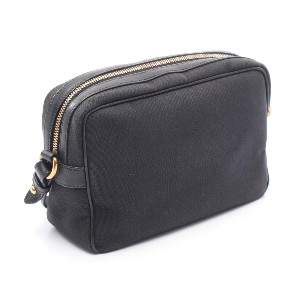 Prada Black Canvas Leather Handbag Shoulder Bag (Pre-Owned)