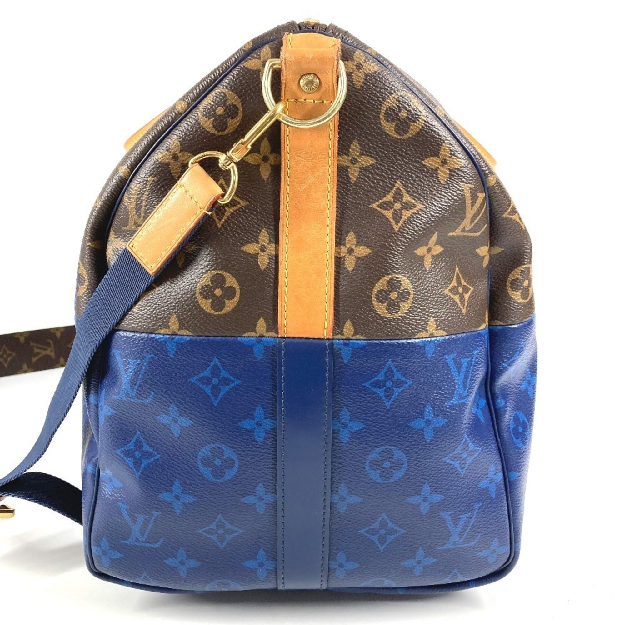 Louis Vuitton Blue Brown Monogram Boston Bag Shoulder Bag (Pre-Owned)