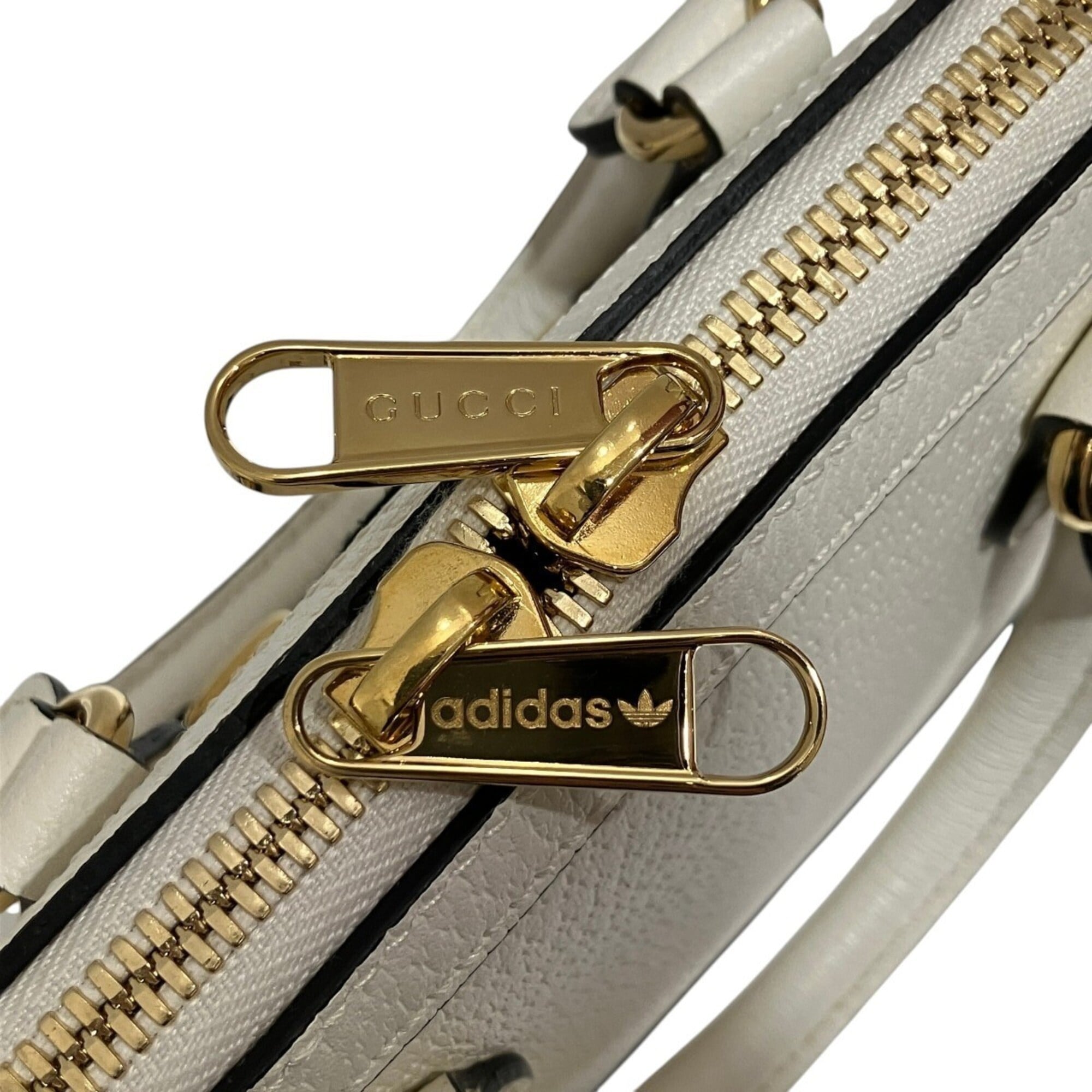 Gucci Horsebit White Leather Canvas Handbag (Pre-Owned)