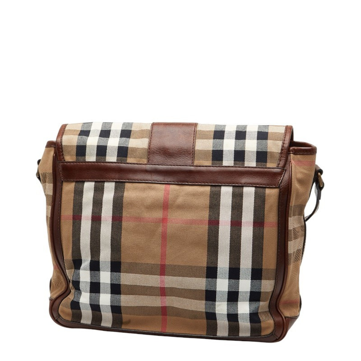 Burberry Brown Canvas Leather Messenger Bag Shoulder Bag (Pre-Owned)