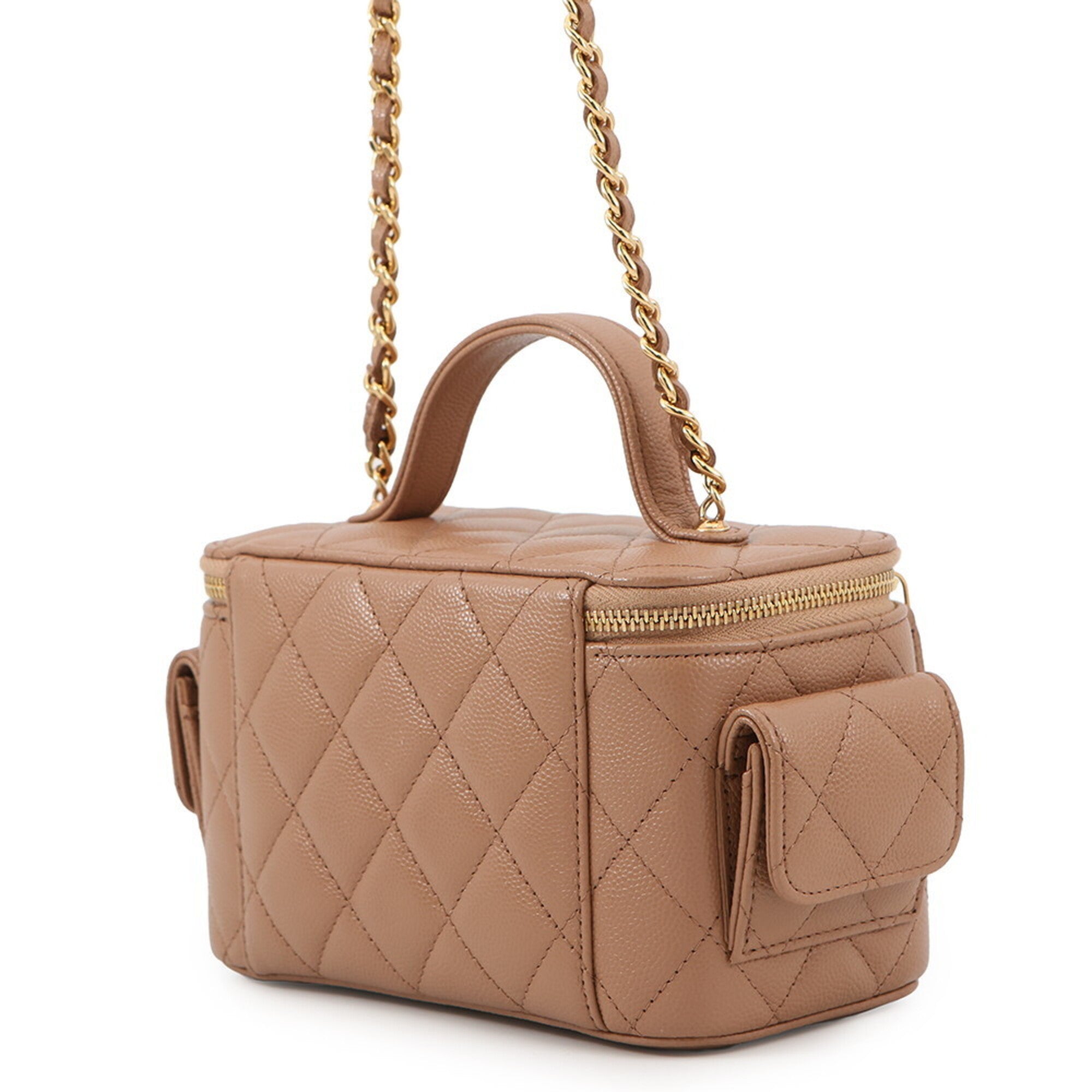 Chanel Pink Beige Grained Calfskin Shoulder Bag Vanity Bag (Pre-Owned)