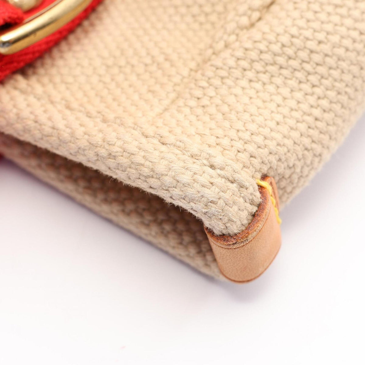 Louis Vuitton Antigua Beige Red Color Canvas Cuir Ombre Leather Handbag Tote Bag (Pre-Owned)