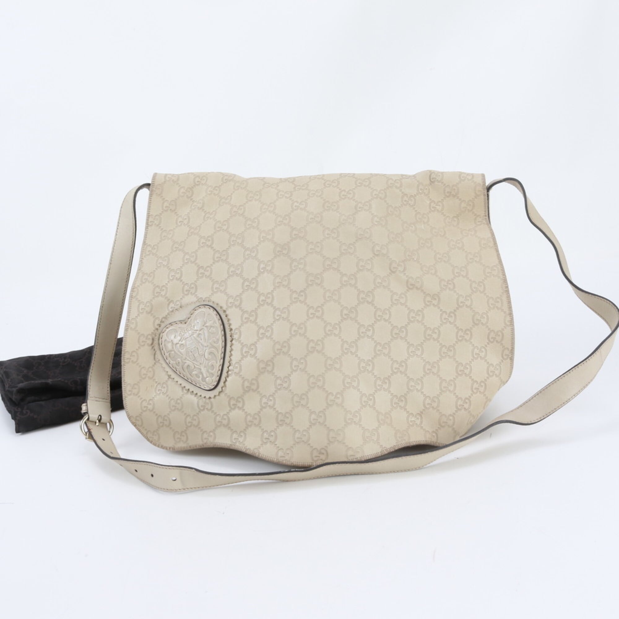 Gucci Guccissima Ivory Leather Shoulder Bag (Pre-Owned)