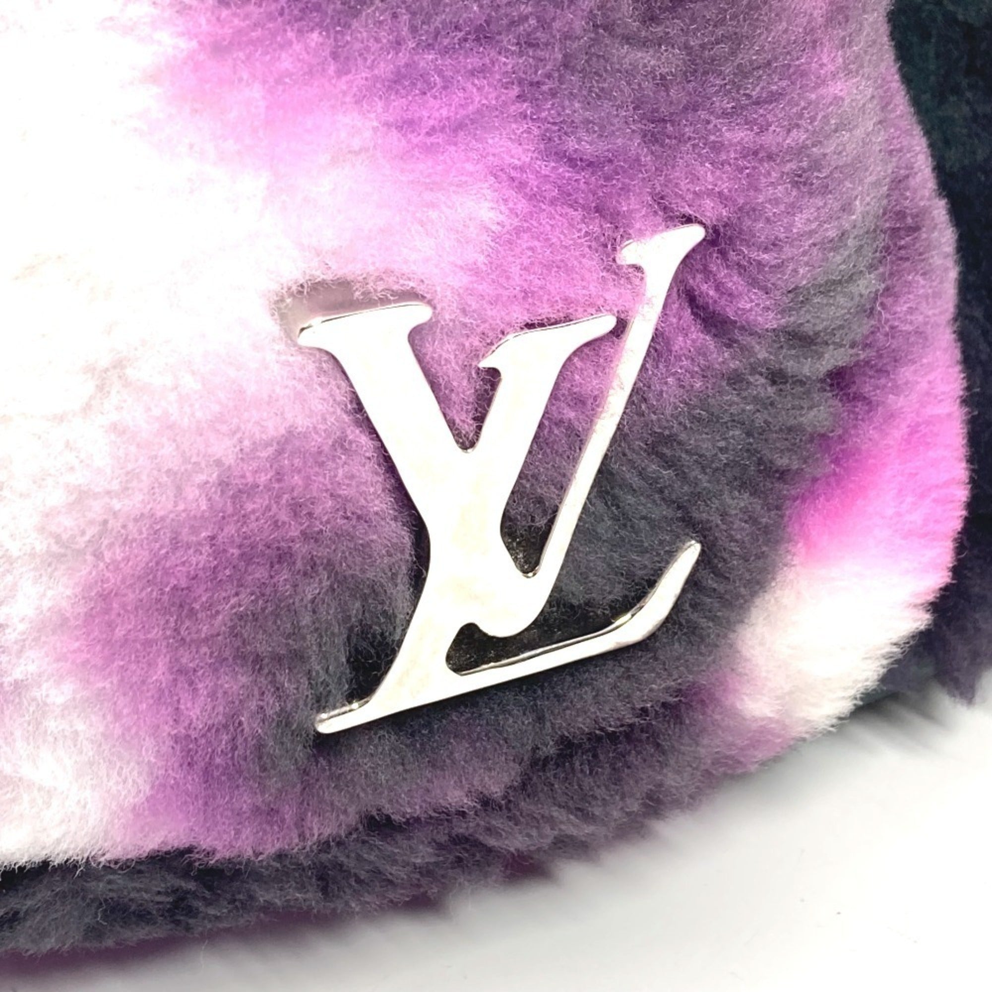 Louis Vuitton Black Purple White Fur Leather Backpack (Pre-Owned)