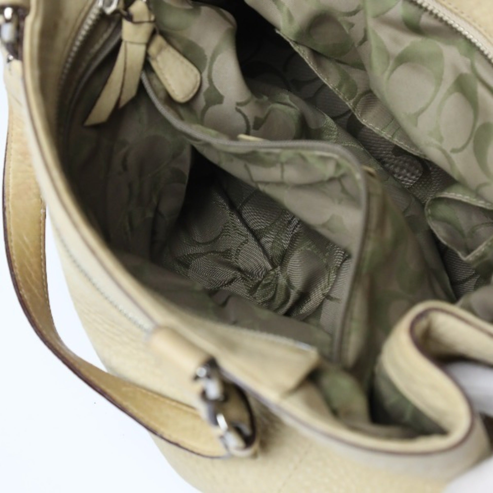 Coach Beige Leather Handbag Tote Bag (Pre-Owned)