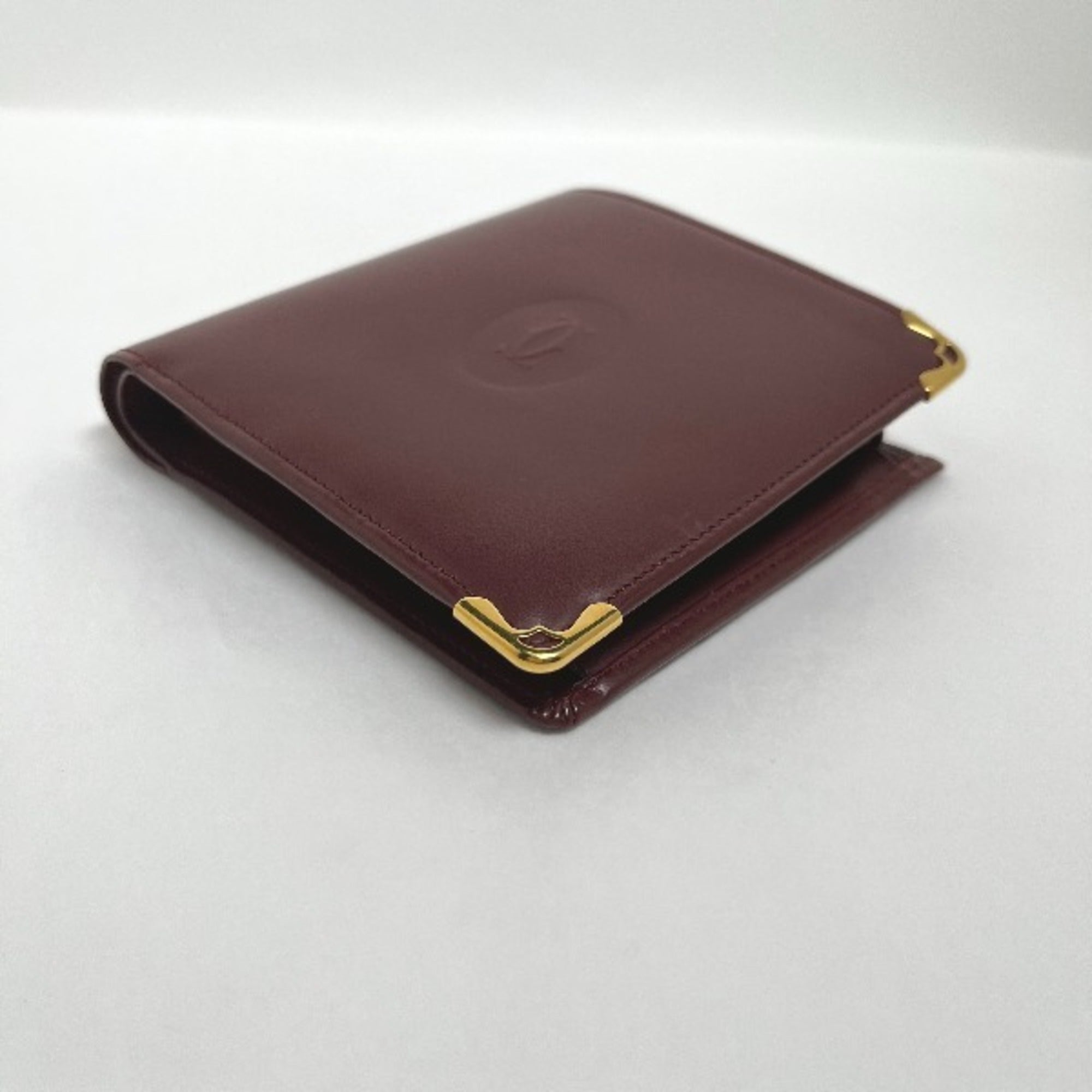 Cartier Wine Red Leather Wallet (Bi-Fold) (Pre-Owned)