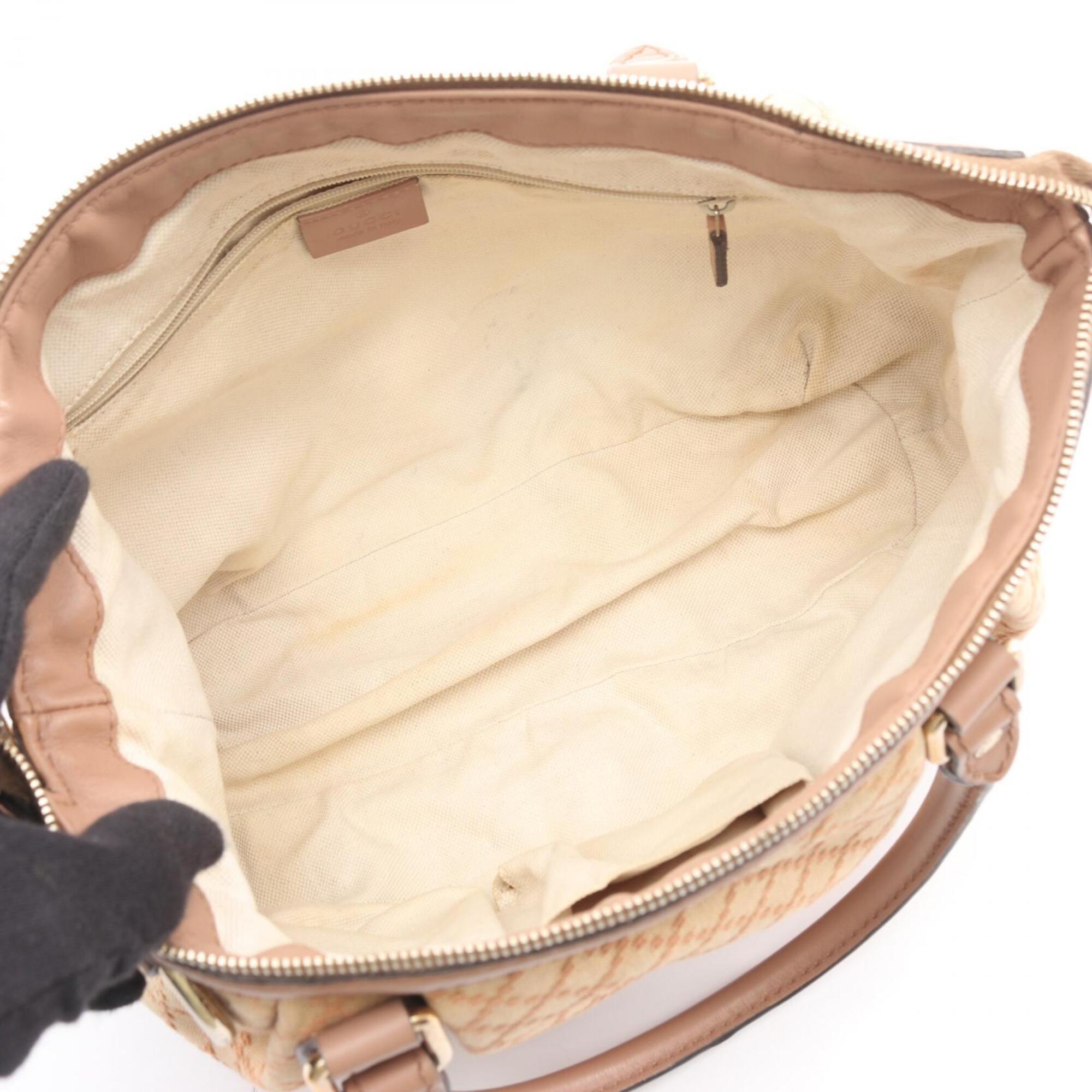 Gucci Beige Canvas Leather Handbag (Pre-Owned)
