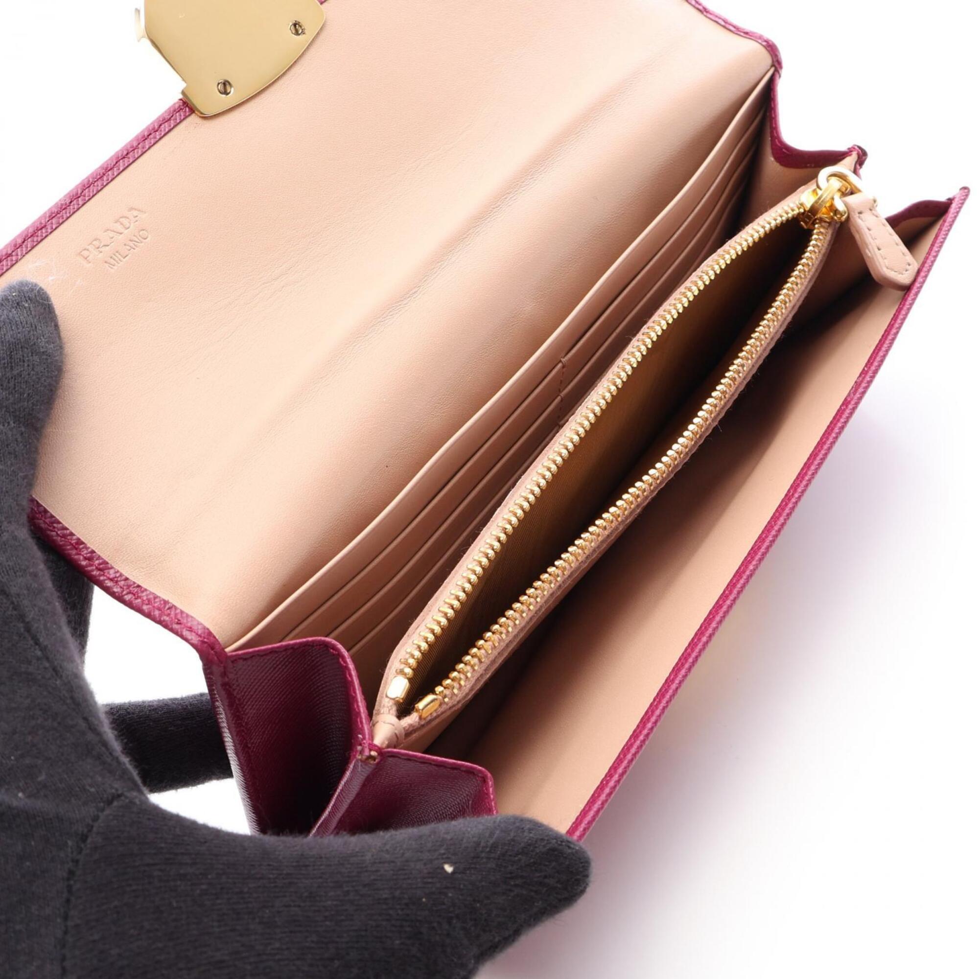 Prada Purple Saffiano Long Wallet (Bi-Fold) (Pre-Owned)