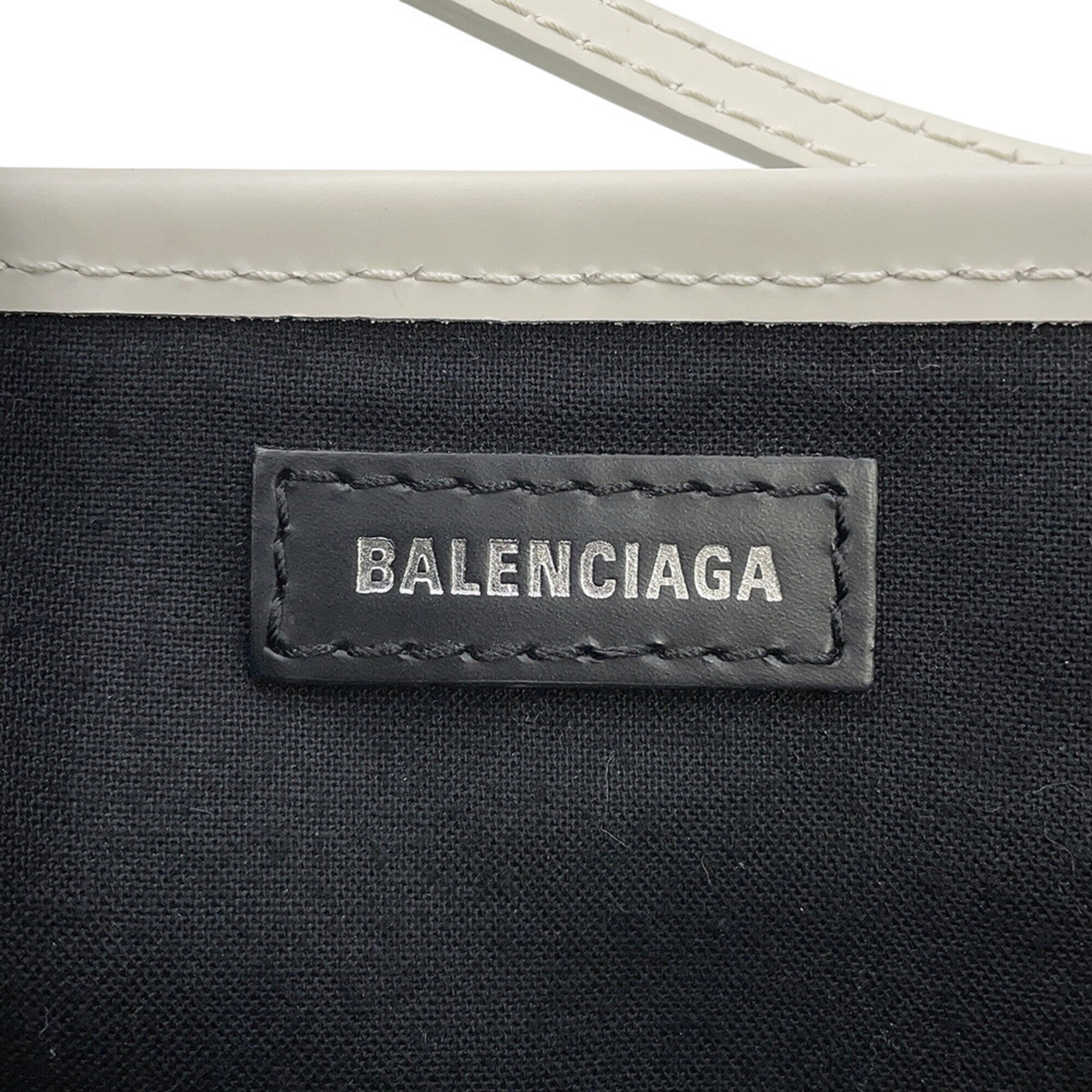 Balenciaga White Canvas Leather Handbag Pouch (Pre-Owned)