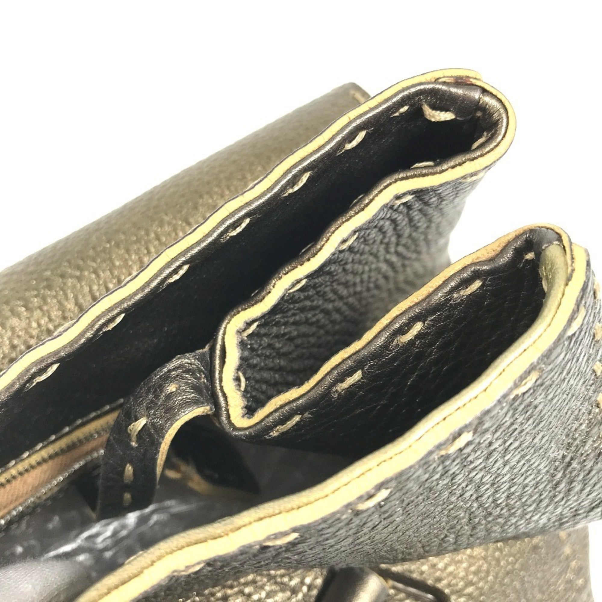 Fendi Selleria Metallic Gold Leather Handbag Tote Bag (Pre-Owned)