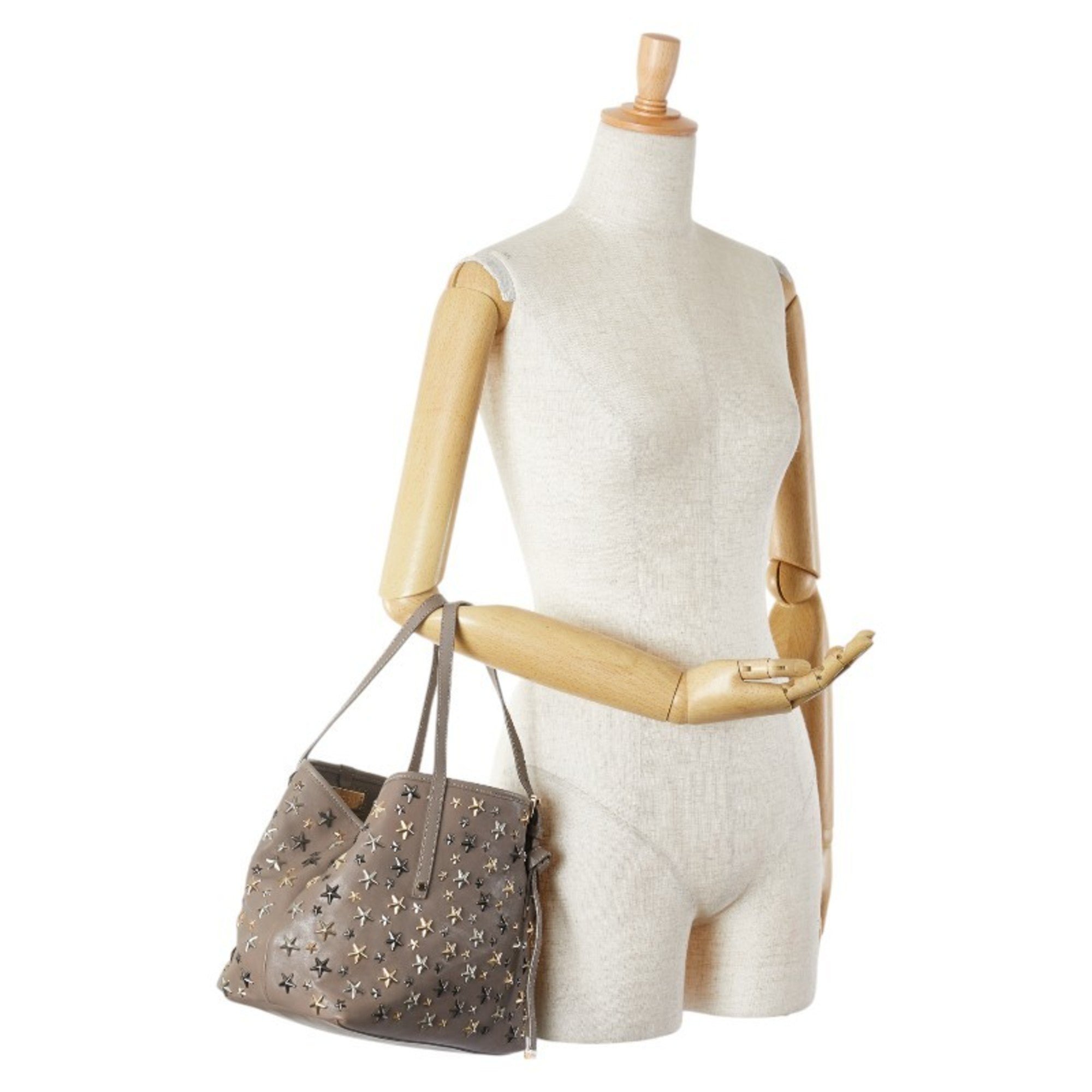 Jimmy Choo Grayish Leather Handbag Tote Bag (Pre-Owned)