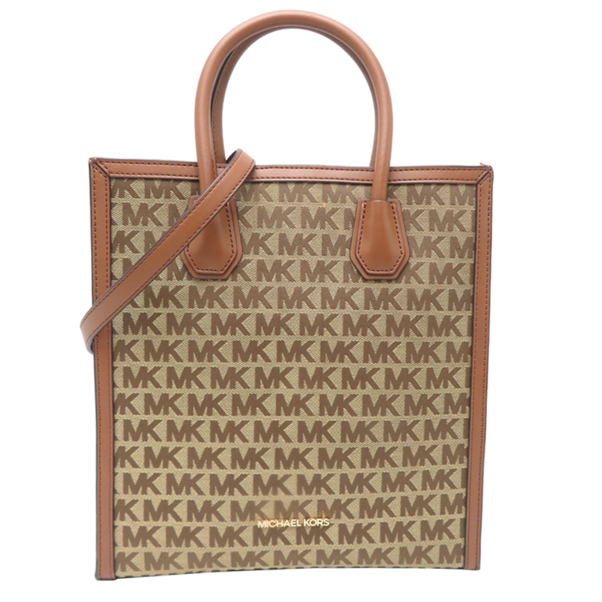 Michael Kors Brown Leather Canvas Tote Bag (Pre-Owned)