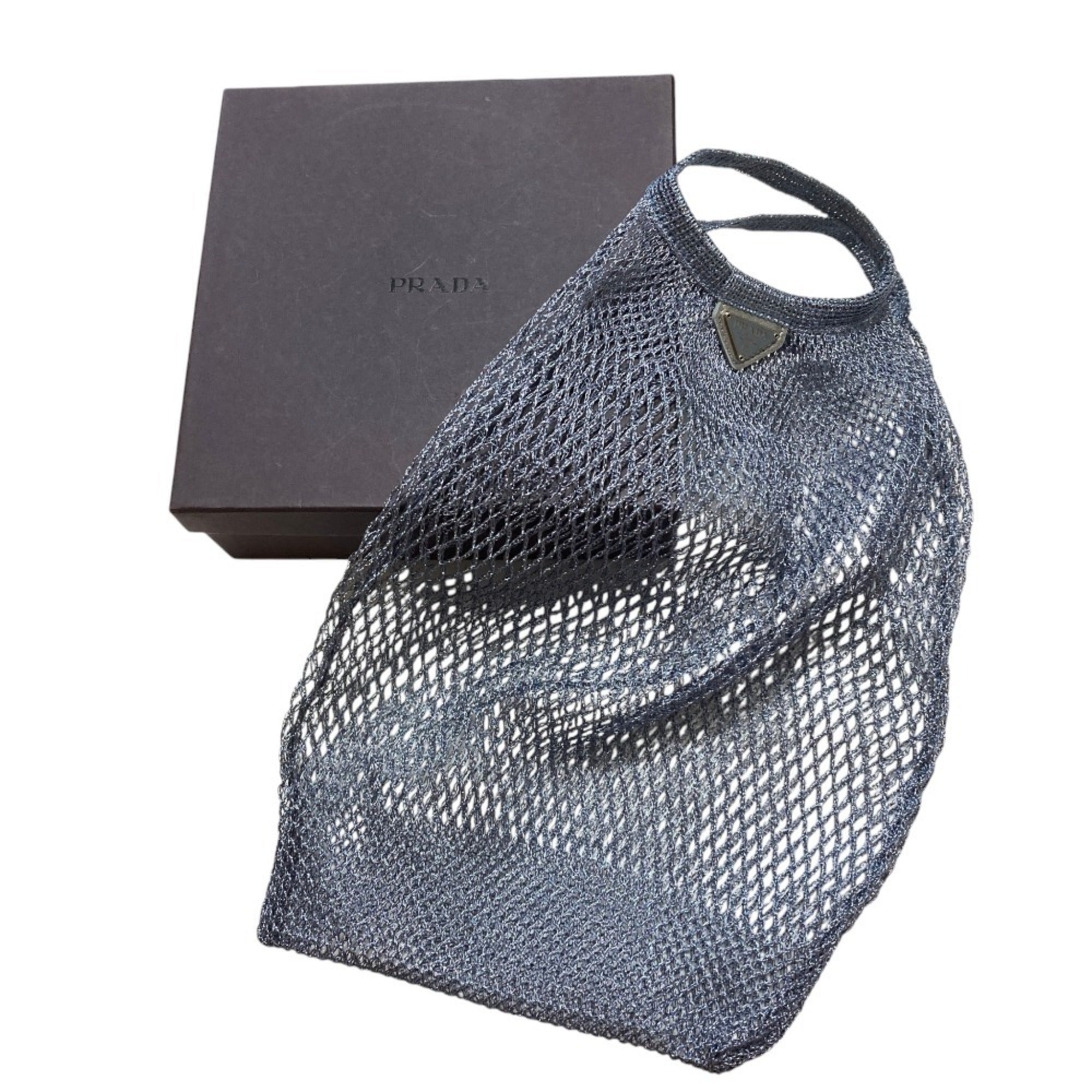 Prada Light Blue Mesh Handbag (Pre-Owned)
