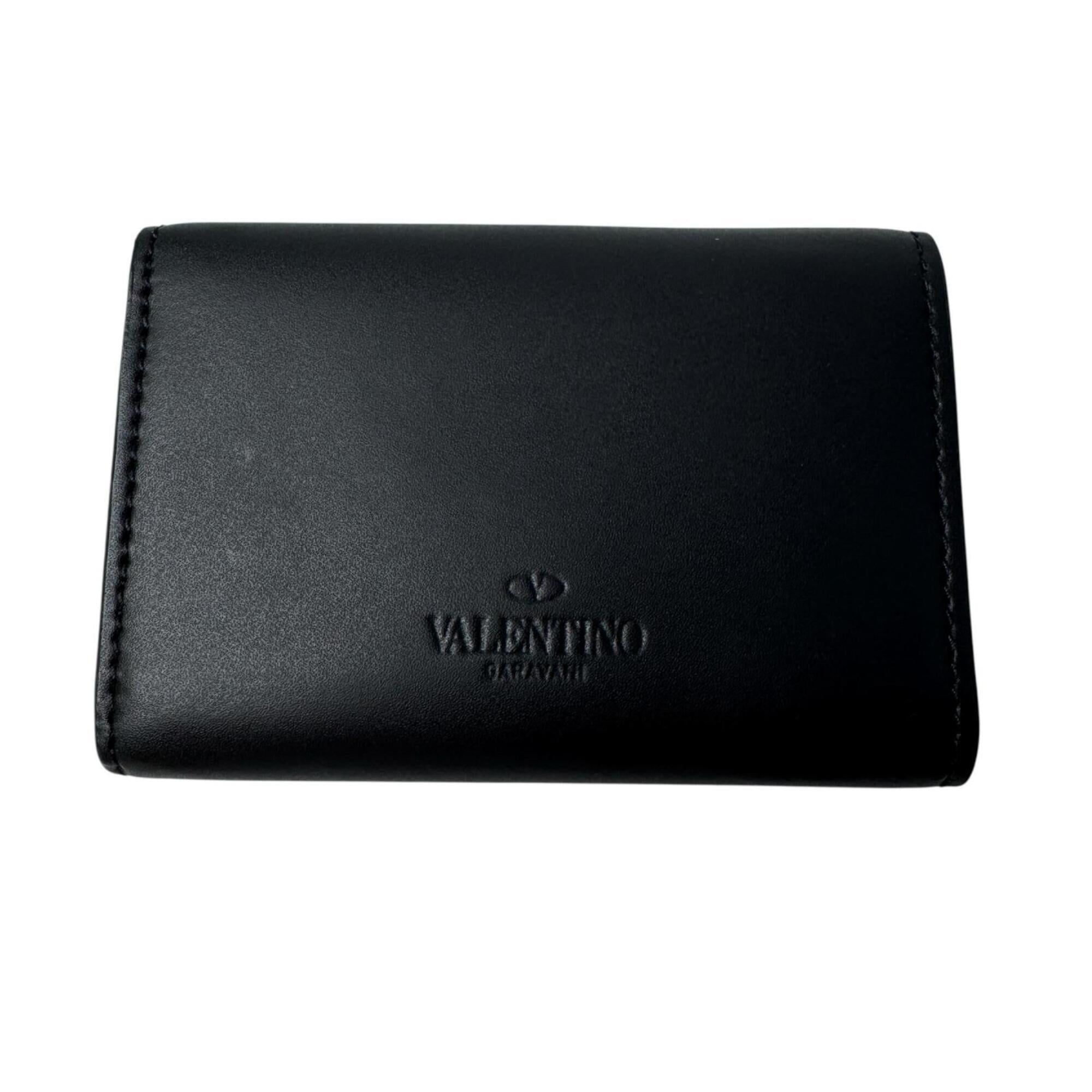 Valentino Garavani Black Leather Wallet (Tri-Fold) (Pre-Owned)