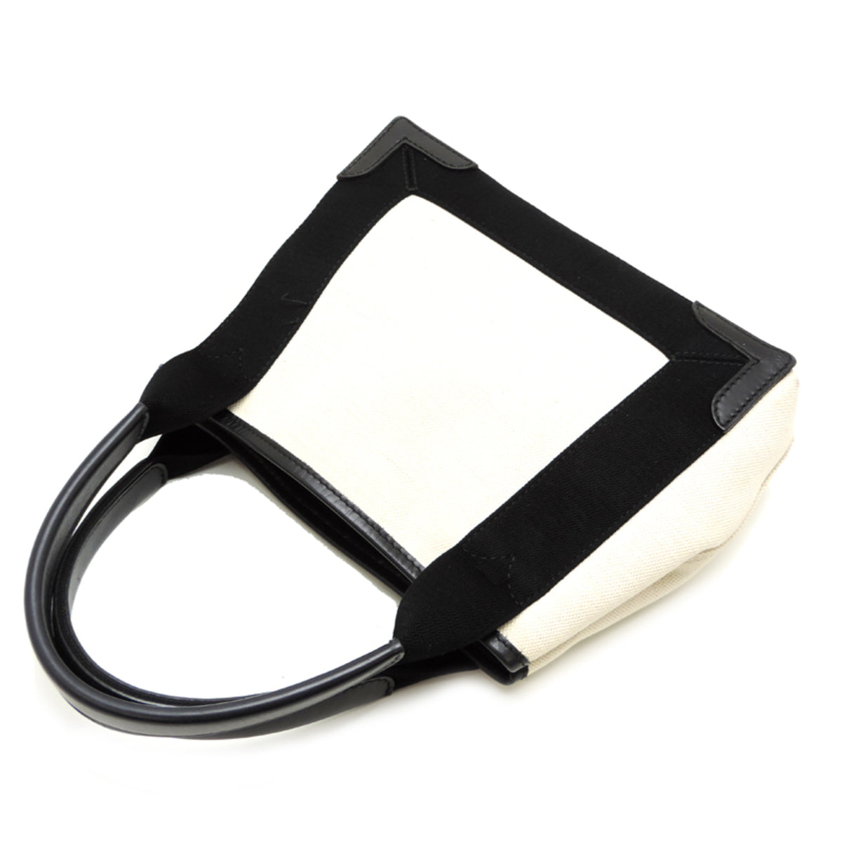 Balenciaga Black White Canvas Leather Handbag Pouch (Pre-Owned)