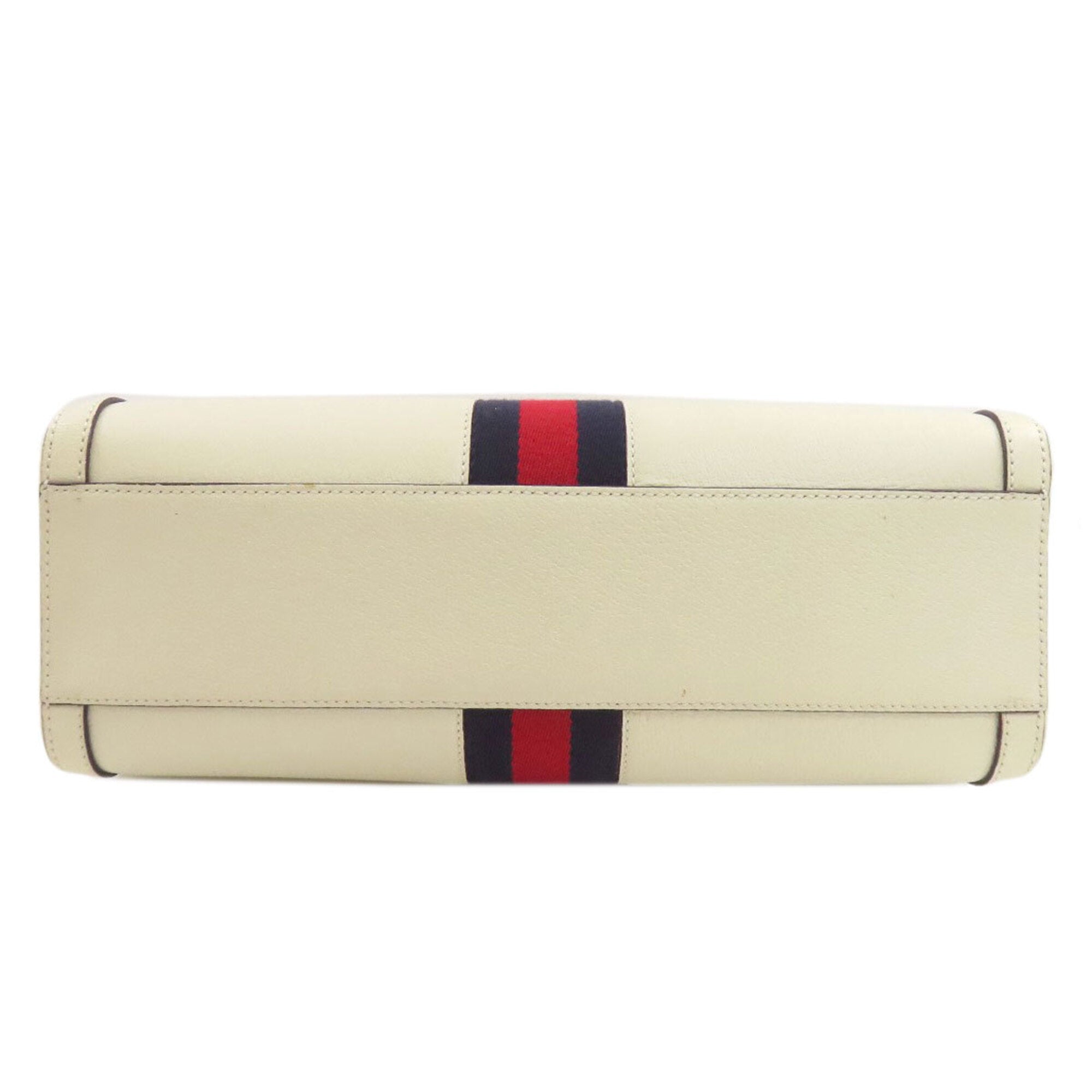Gucci Navy Red Color White Leather Handbag (Pre-Owned)