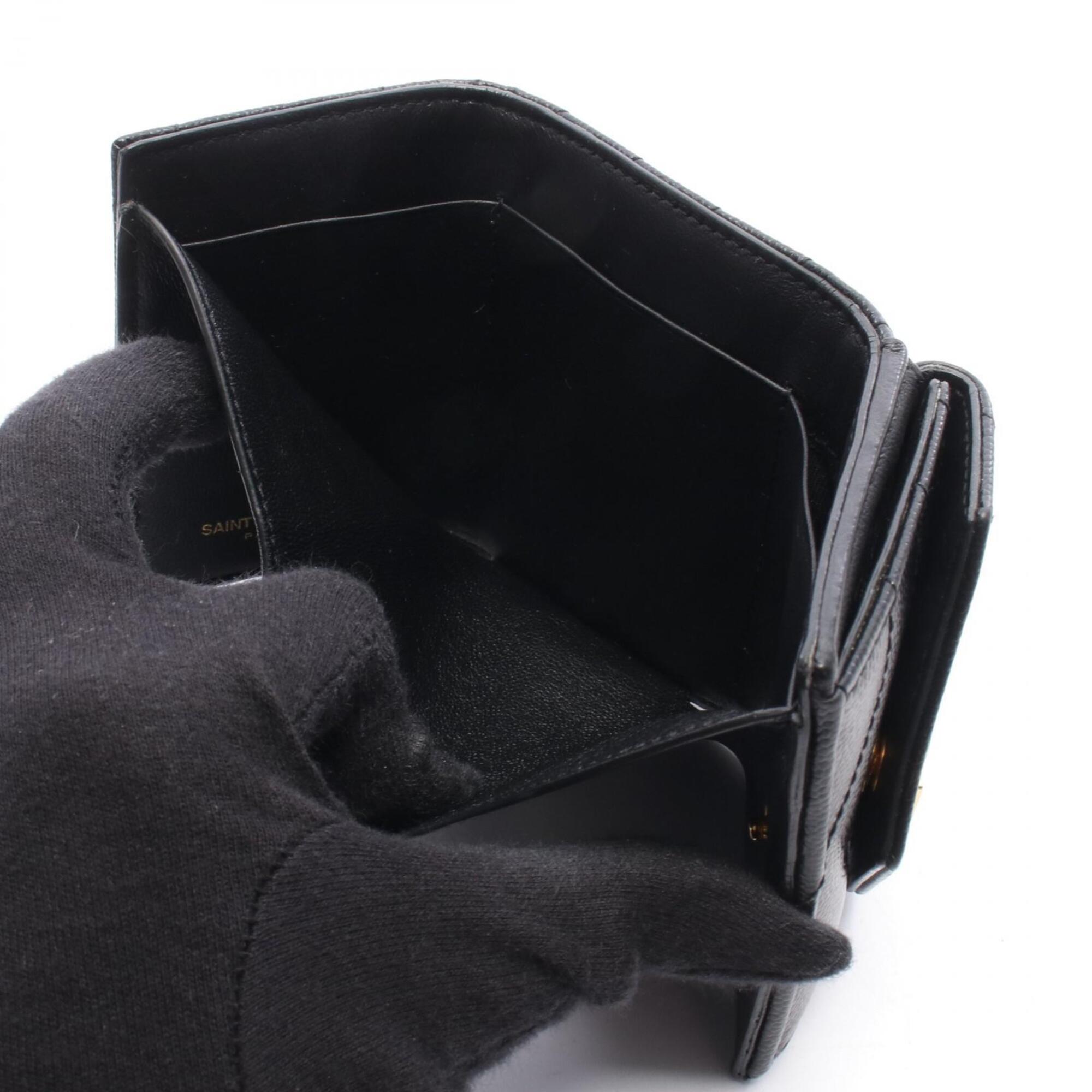 Saint Laurent Black Leather Wallet (Tri-Fold) (Pre-Owned)