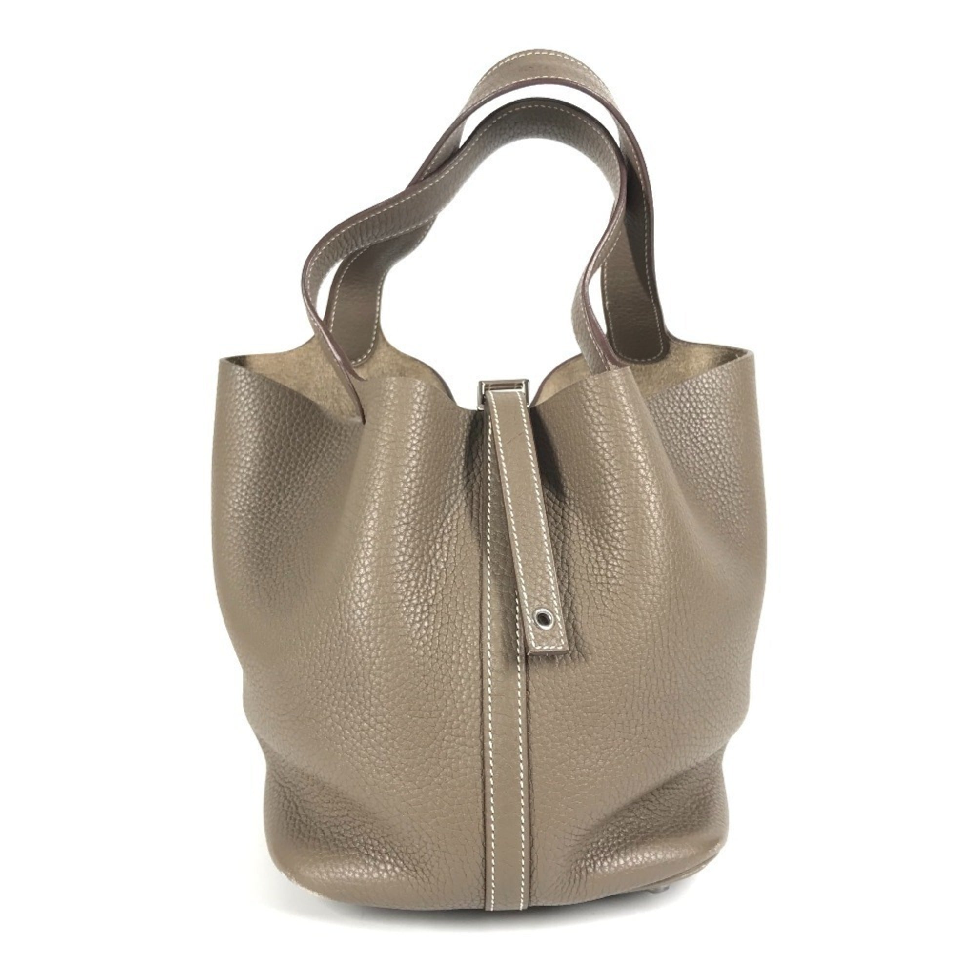 Hermes Picotin Etoupe Gray Gray Taurillon Clemence Leather Handbag (Pre-Owned)