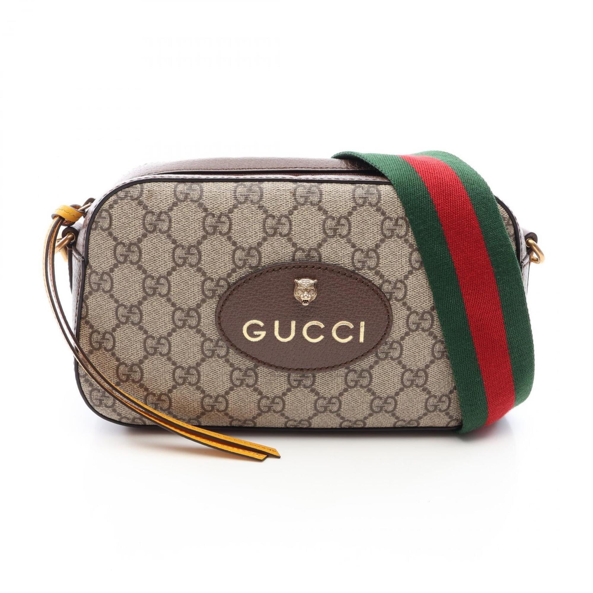 Gucci Sherry Line Beige Brown Multi-Color Coated Canvas Leather Handbag Shoulder Bag (Pre-Owned)
