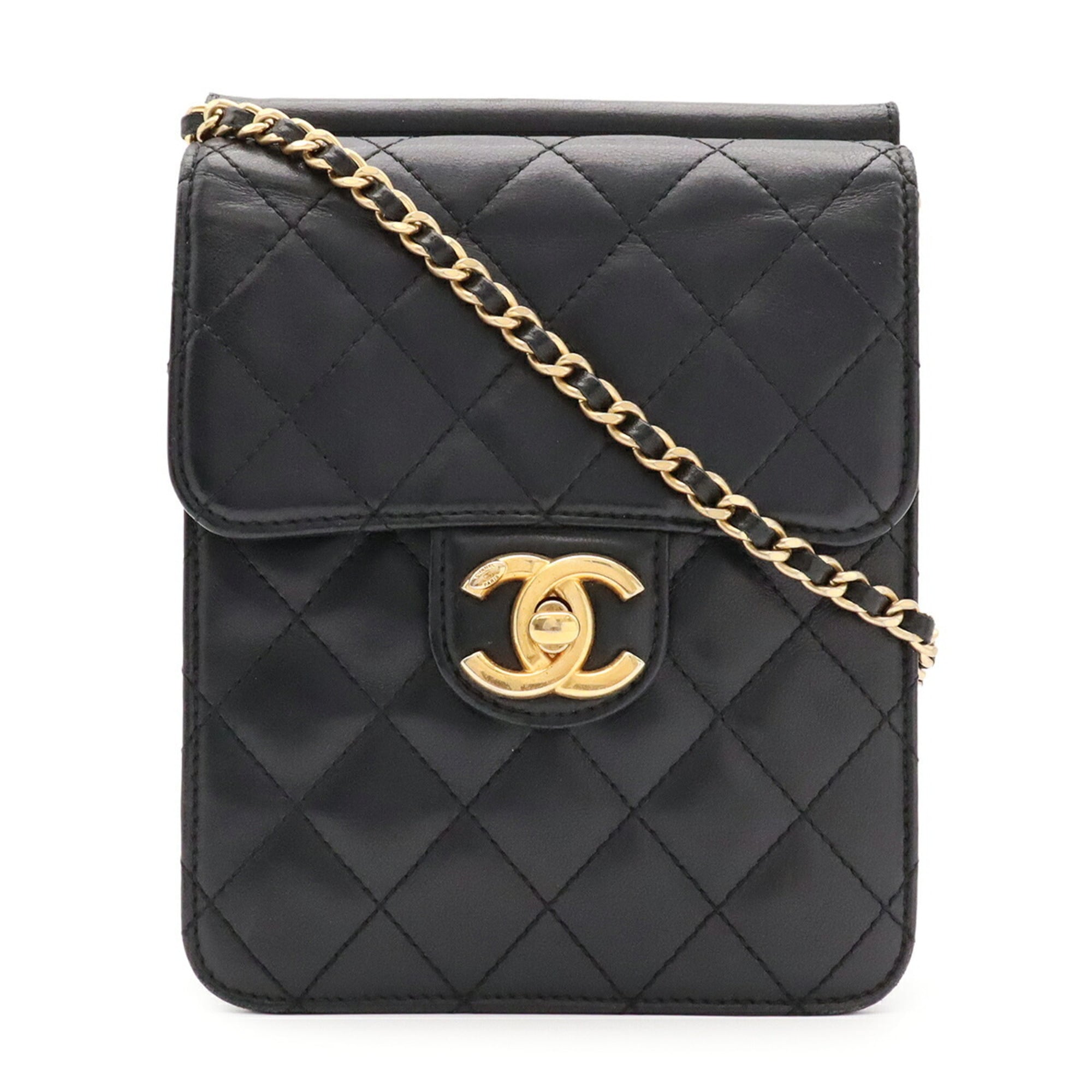 Chanel Black Leather Pochette Shoulder Bag (Pre-Owned)
