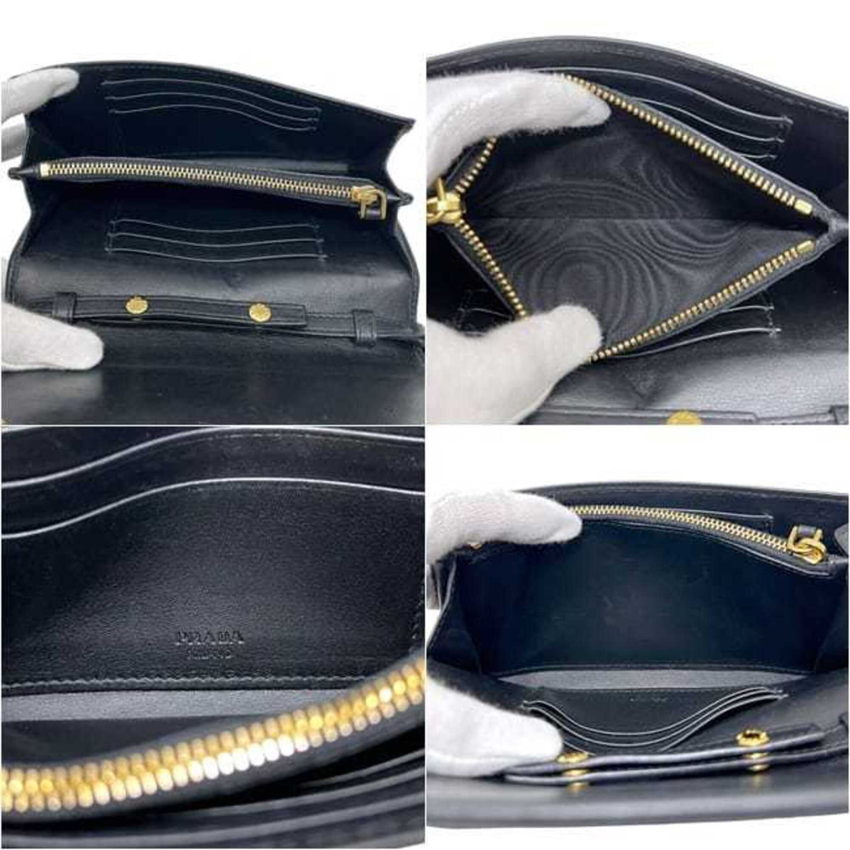 Prada Black Nero Nylon Leather Quilting Chain/Shoulder Wallet (Pre-Owned)