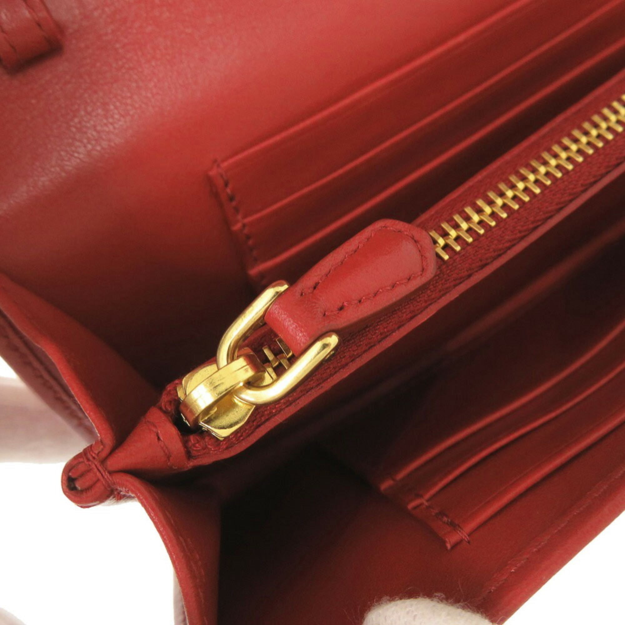 Prada Red Color Nylon Leather Chain/Shoulder Wallet (Pre-Owned)