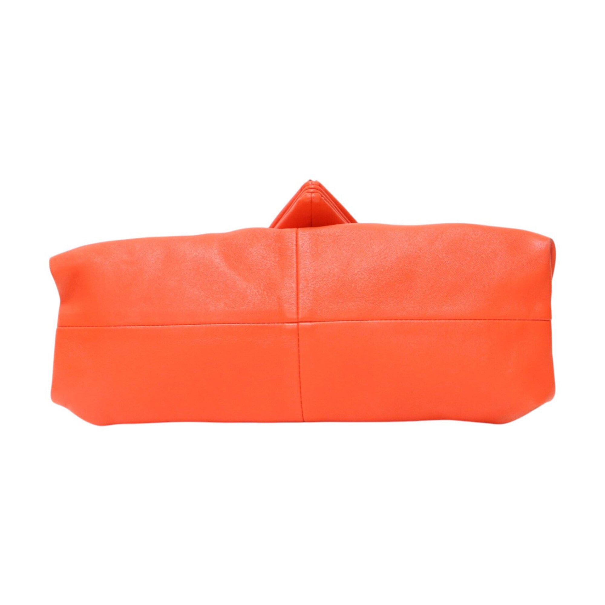 Bottega Veneta Orange Leather Clutch Bag Handbag (Pre-Owned)