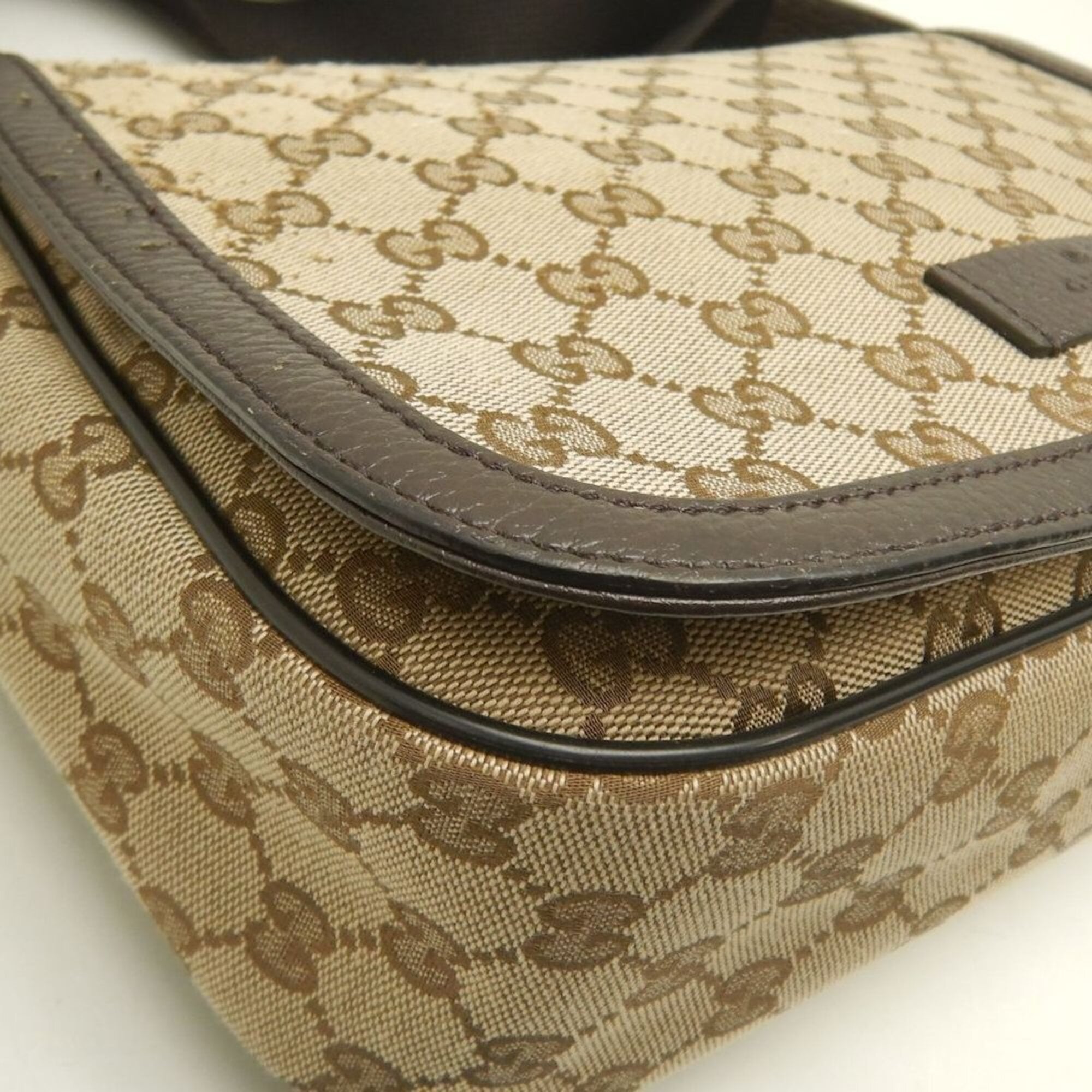 Gucci Gg Canvas Beige Gg Canvas Leather Shoulder Bag (Pre-Owned)