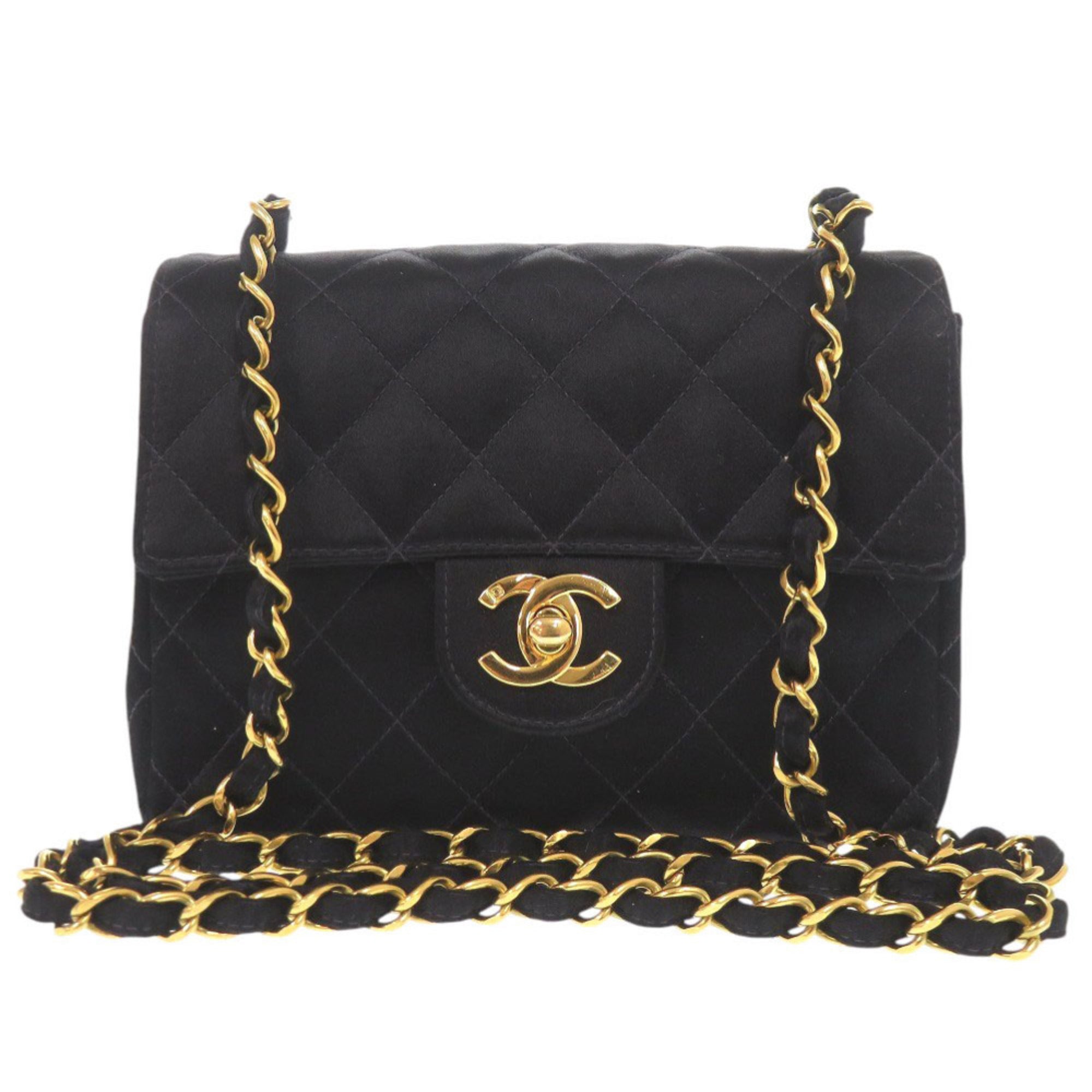 Chanel Black Satin Shoulder Bag (Pre-Owned)