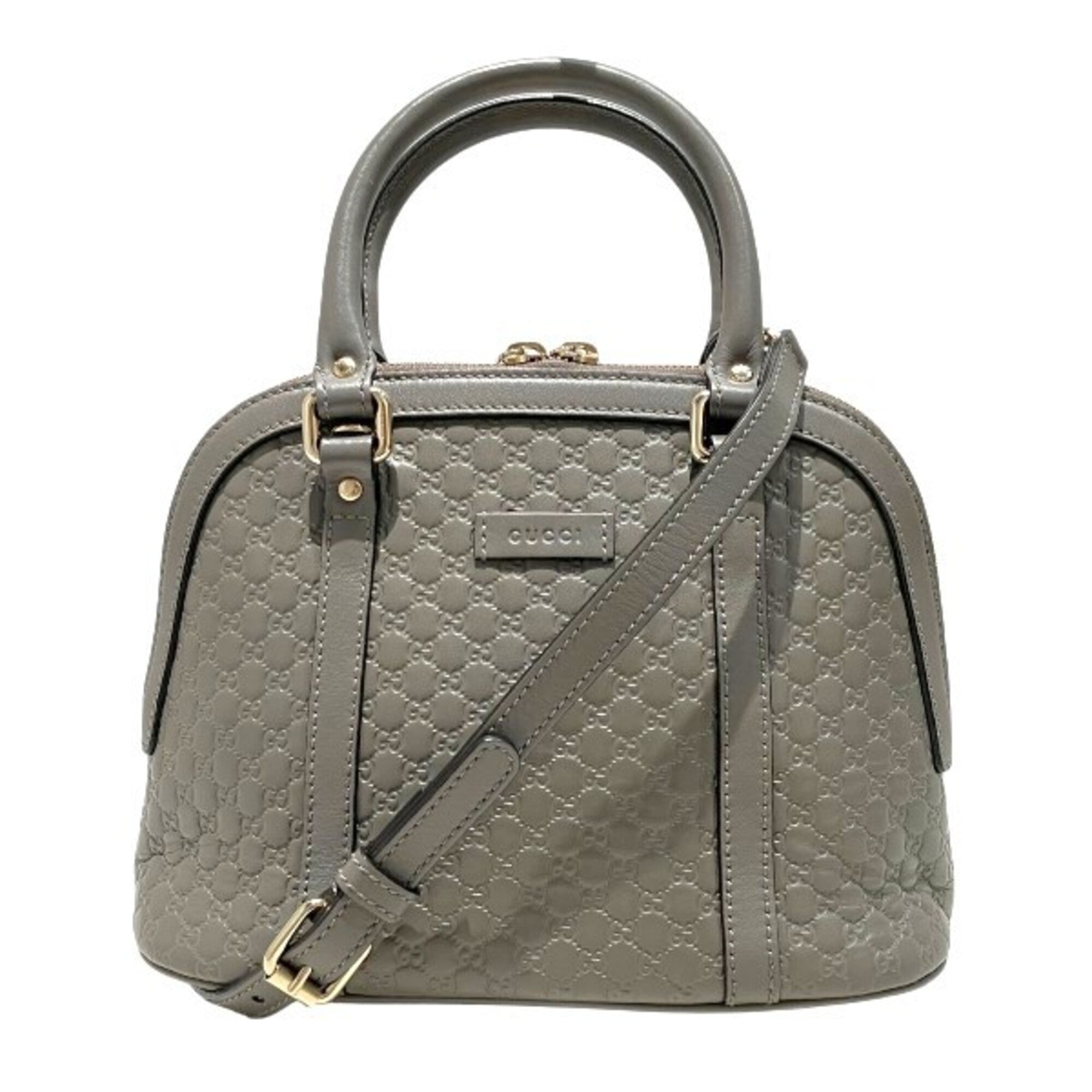Gucci Gray Leather Handbag Shoulder Bag (Pre-Owned)