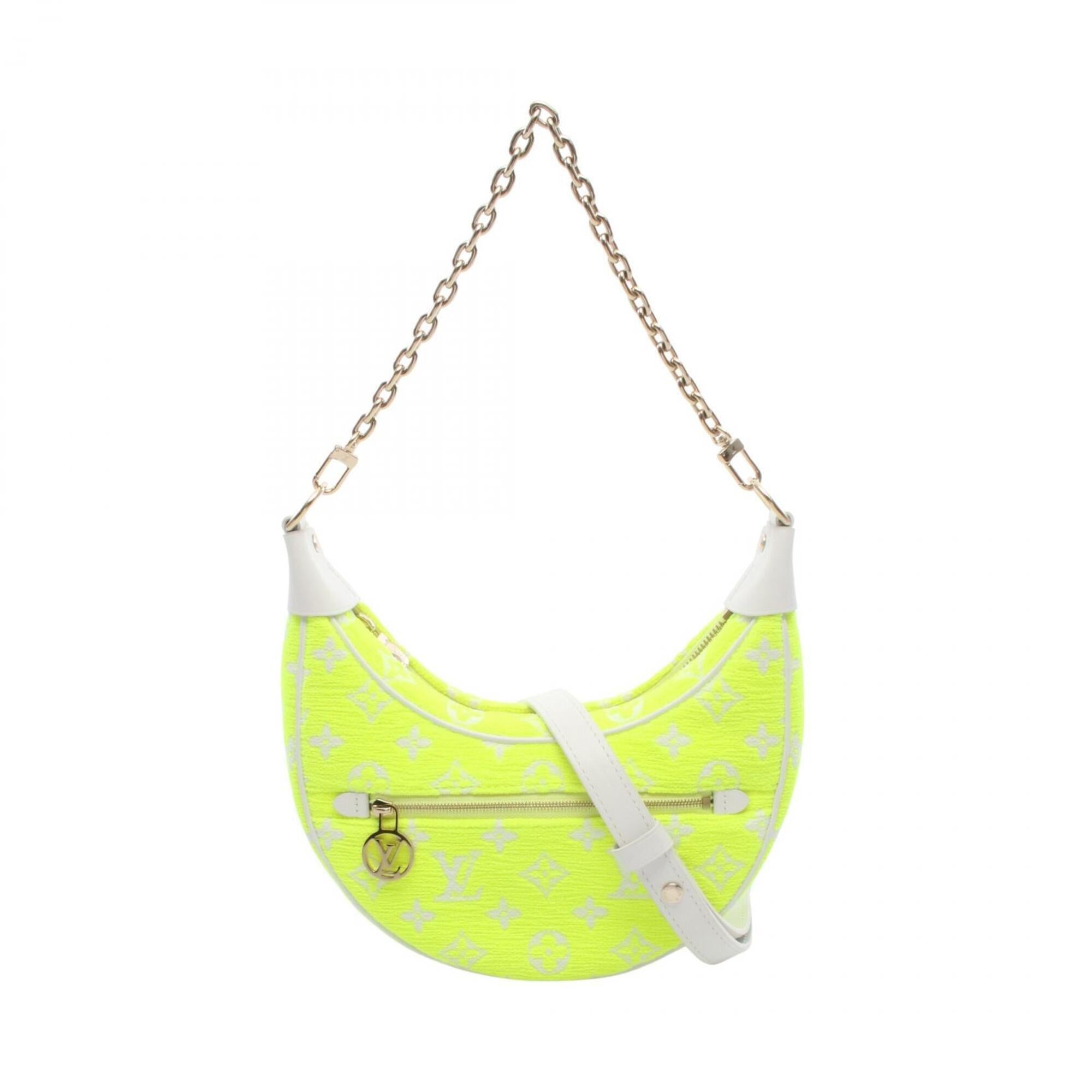 Louis Vuitton White Yellow Monogram Jacquard Fabric Leather Handbag Shoulder Bag (Pre-Owned)