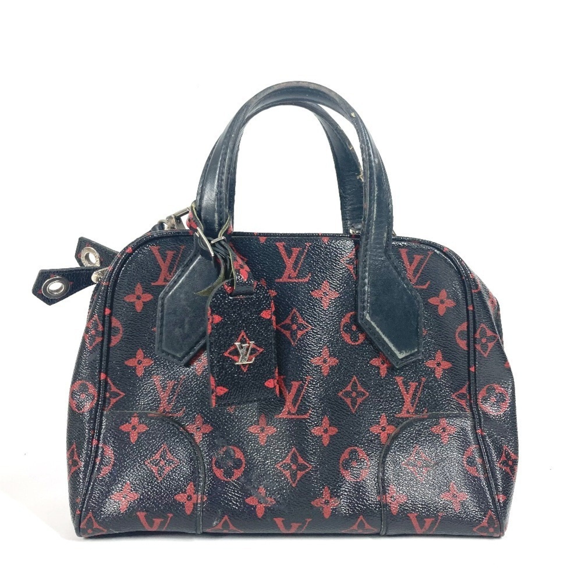 Louis Vuitton Black Red Color Monogram Handbag Shoulder Bag (Pre-Owned)