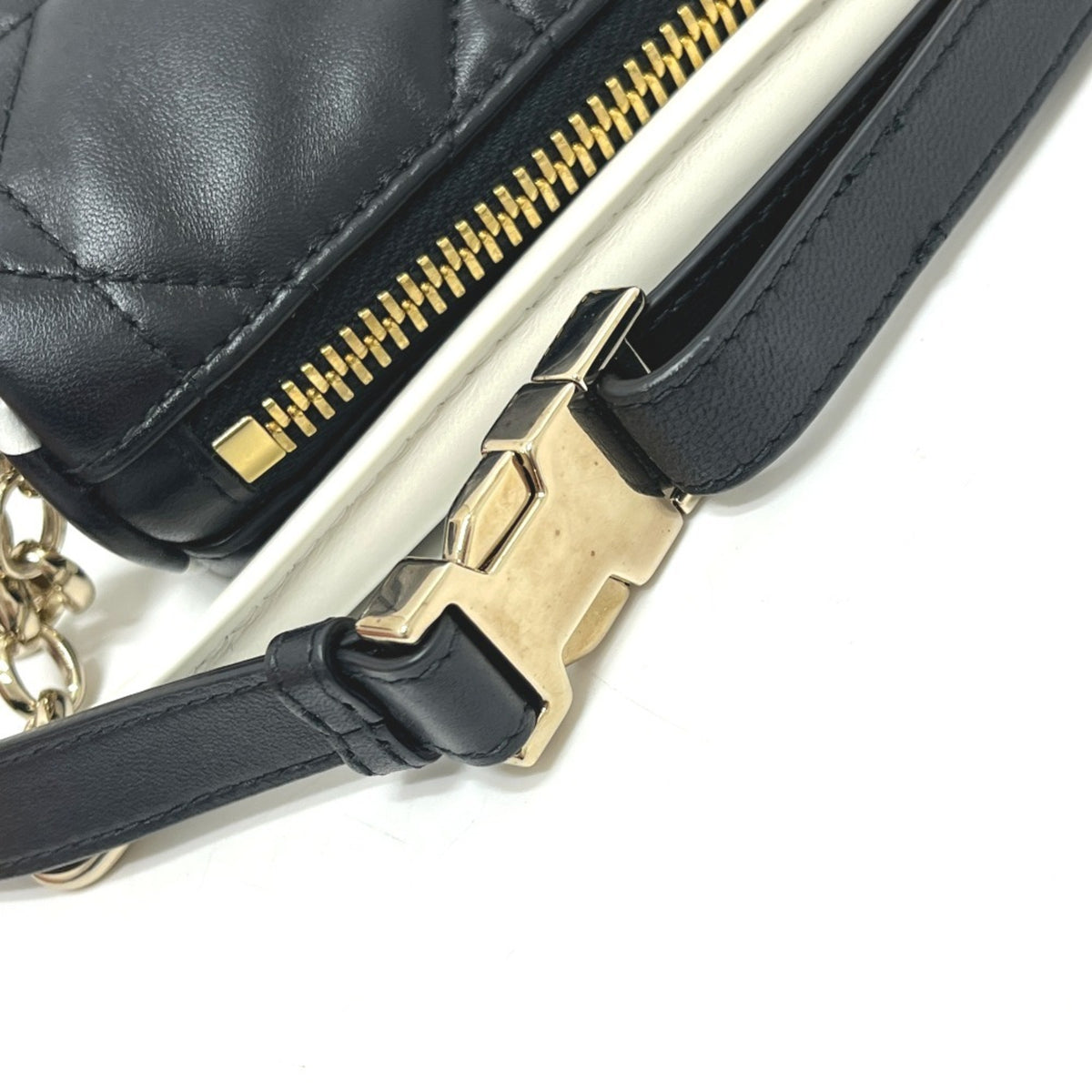 Christian Dior Black White Leather Handbag Shoulder Bag (Pre-Owned)
