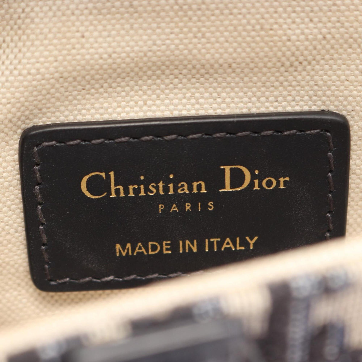 Christian Dior Beige Navy Canvas Leather Handbag Saddle Bag (Pre-Owned)