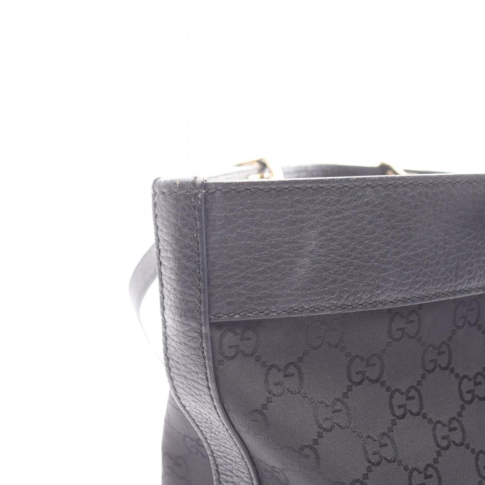 Gucci Black Nylon Leather Handbag Tote Bag (Pre-Owned)
