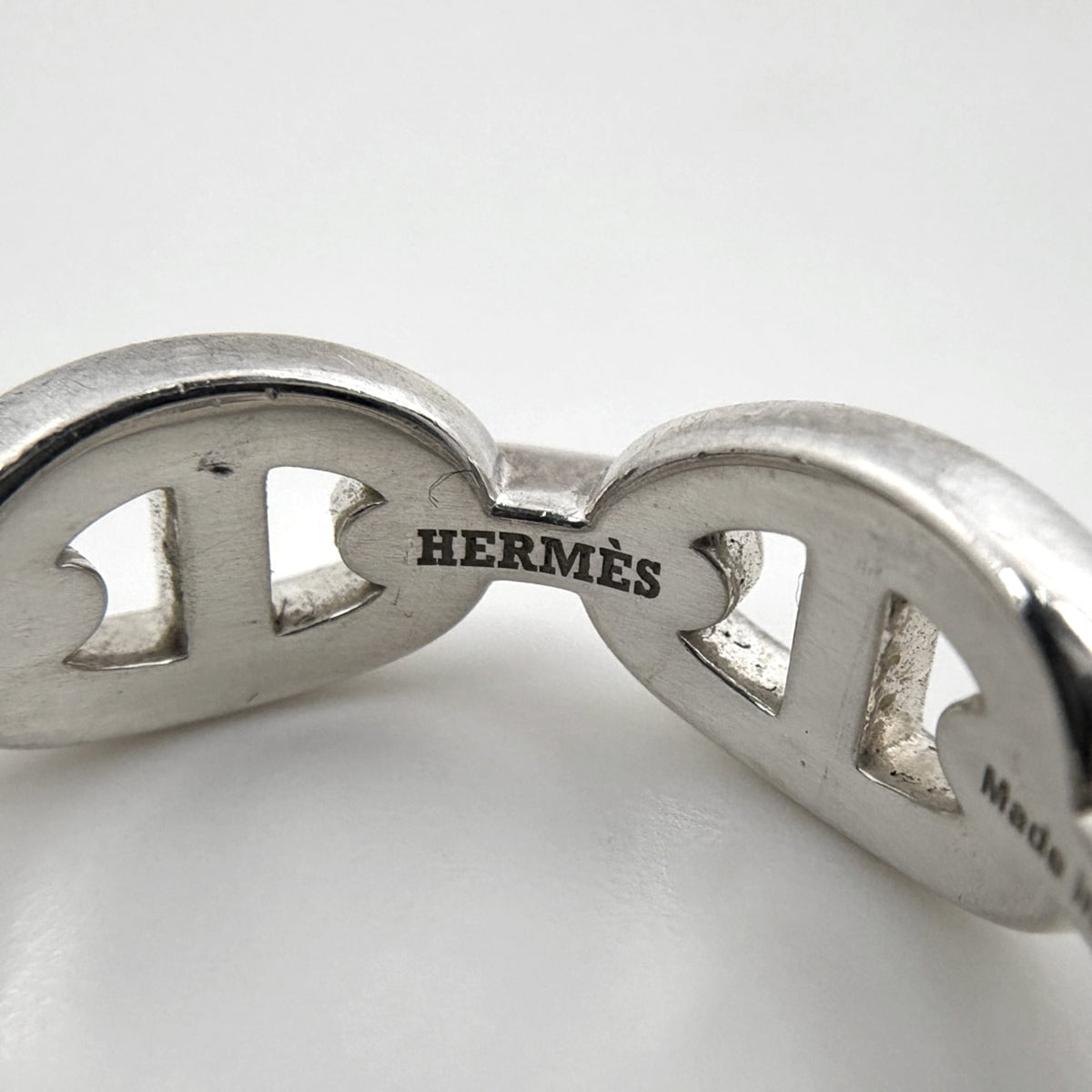 Hermes Silver Silver 925 Band Ring (Pre-Owned)
