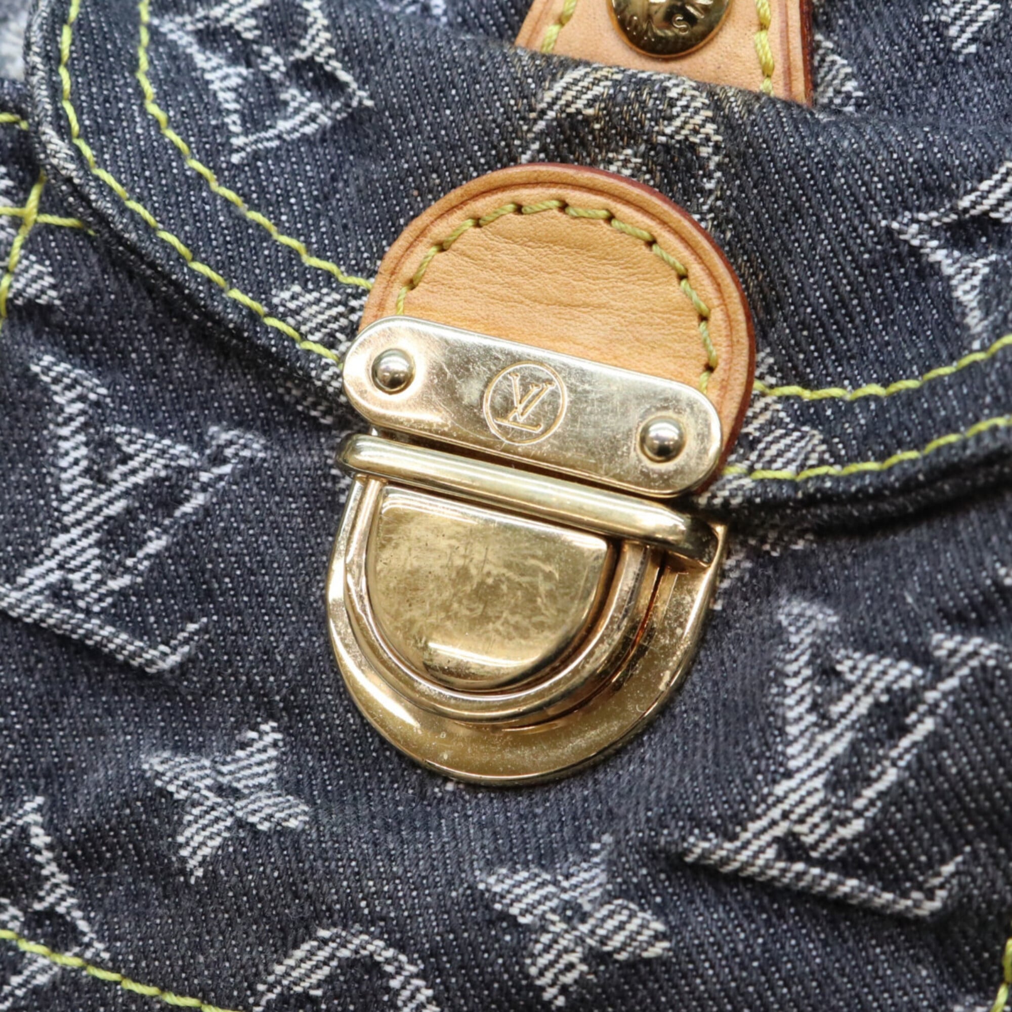 Louis Vuitton Black Brown Monogram Denim Boston Bag (Pre-Owned)
