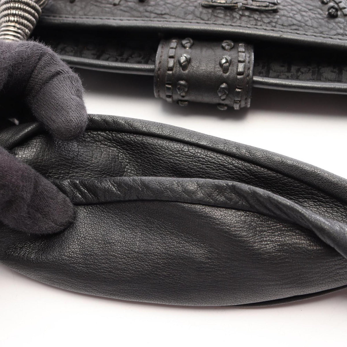 Christian Dior Black Leather Handbag Tote Bag (Pre-Owned)