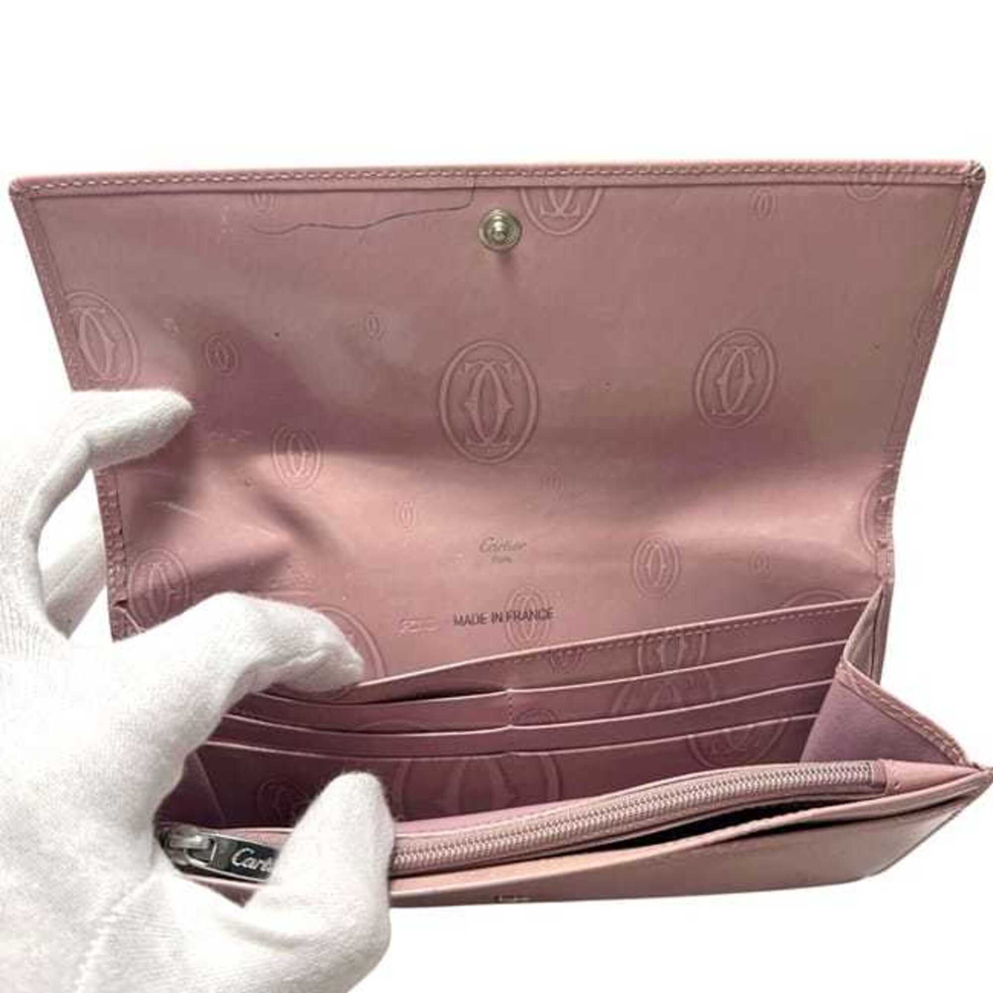 Cartier Happy Birthday Pink Leather Long Wallet (Bi-Fold) (Pre-Owned)