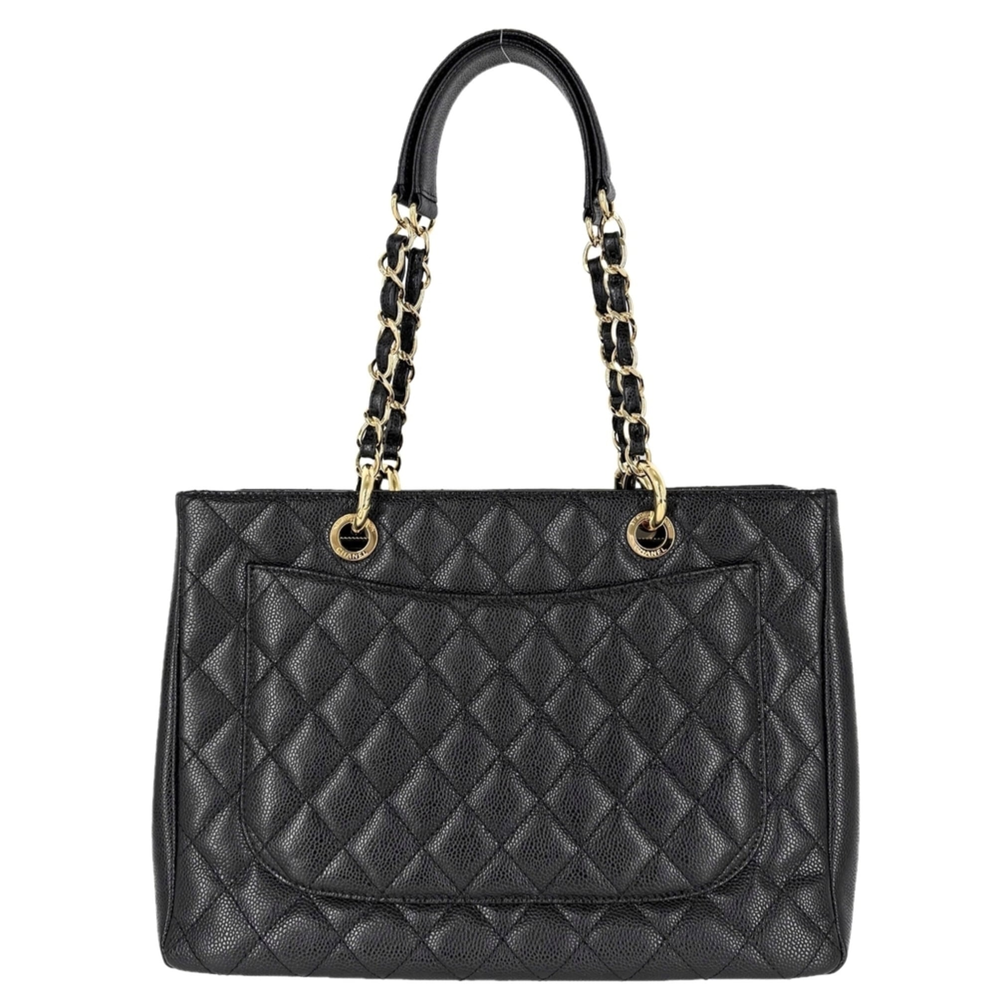 Chanel Matelasse Black Grained Calfskin Handbag (Pre-Owned)