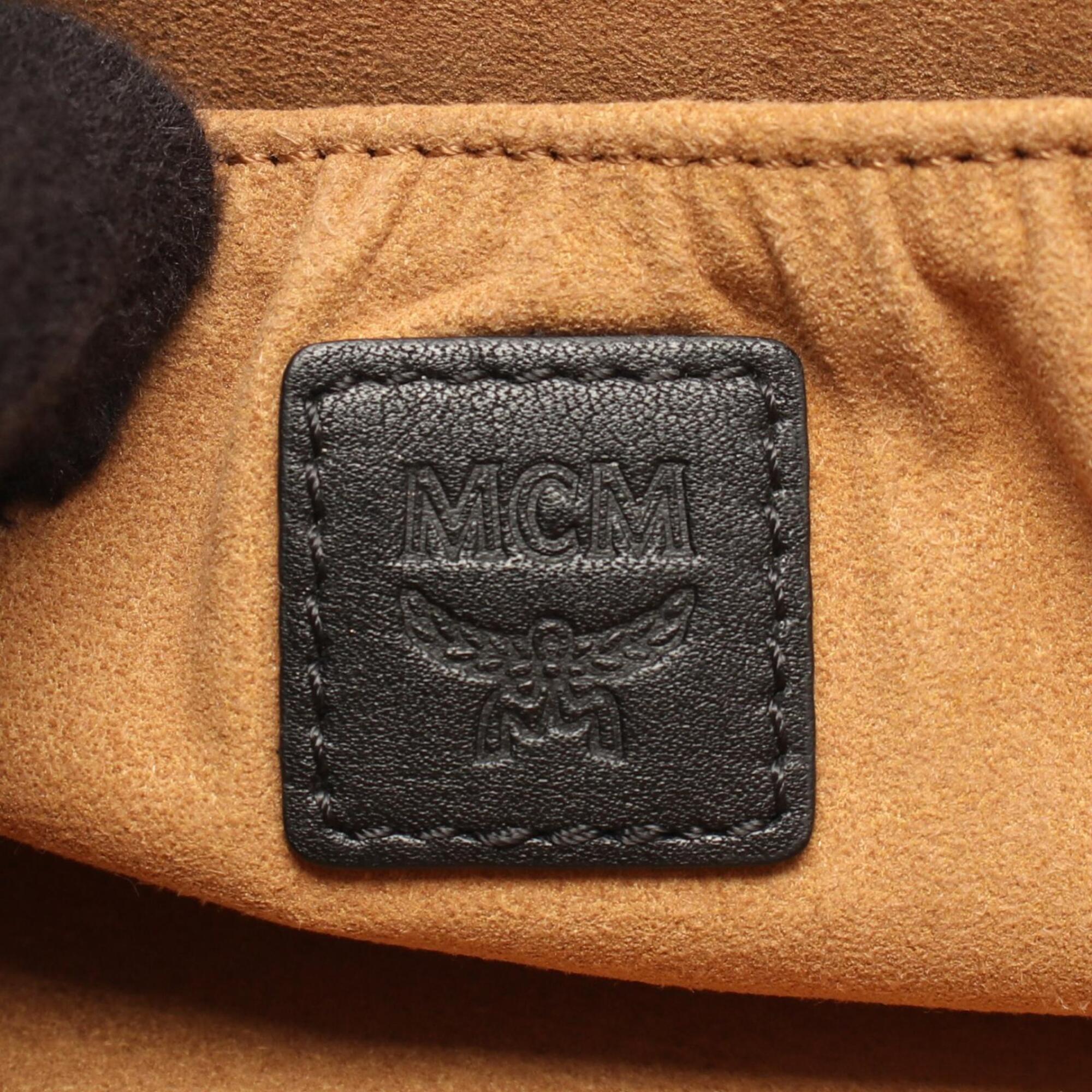 Mcm Black Brown Coated Canvas Leather Handbag (Pre-Owned)