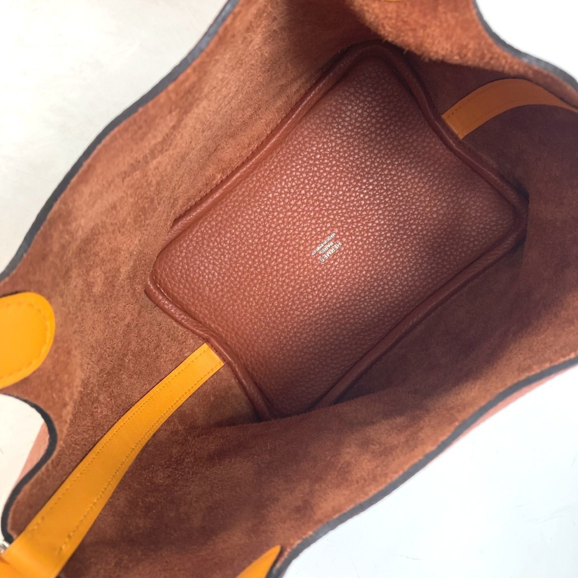 Hermes Bicolor Brown Orange Togo Leather Swift Leather Handbag Tote Bag (Pre-Owned)