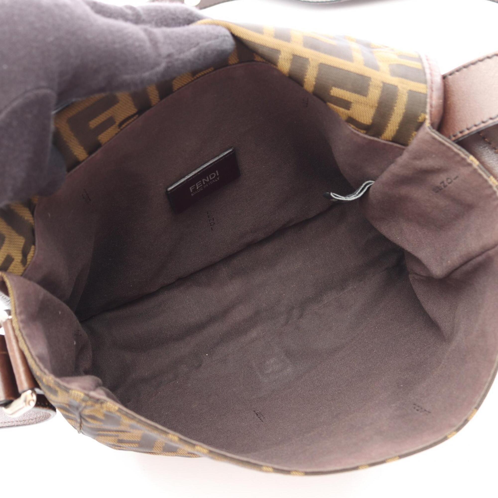 Fendi Black Khaki Canvas Leather Handbag Shoulder Bag (Pre-Owned)
