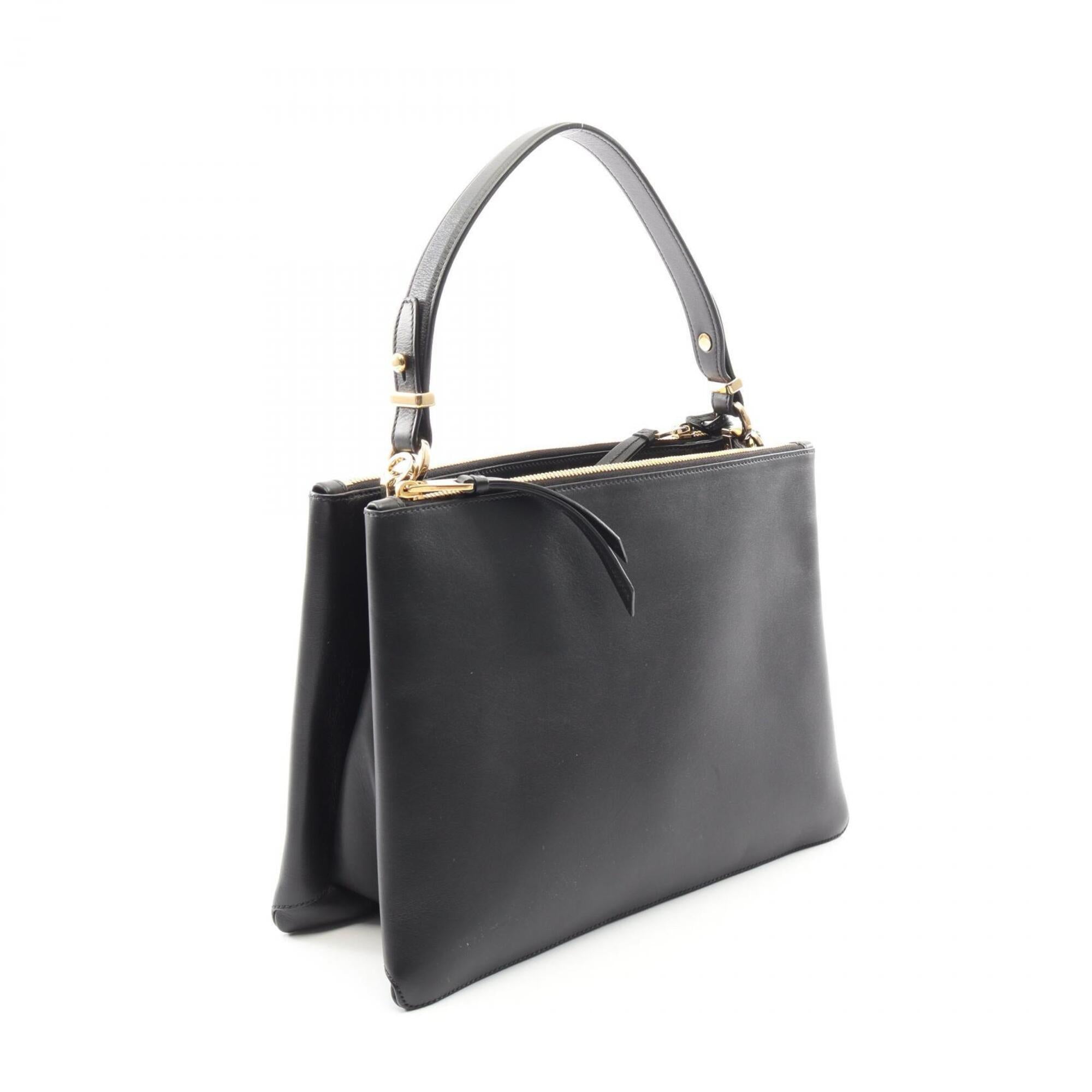 Prada Black Leather Handbag Tote Bag (Pre-Owned)
