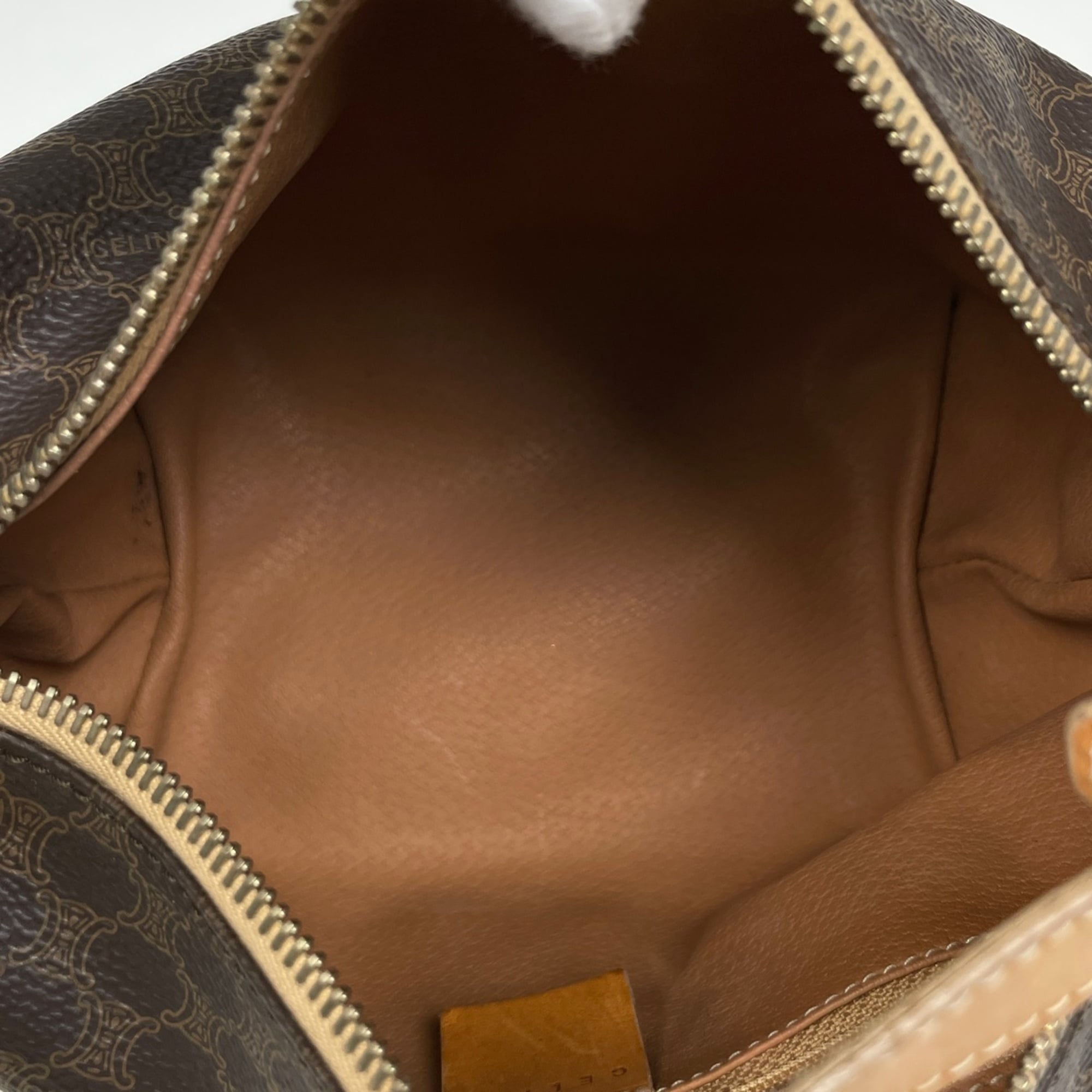 Celine Brown Coated Canvas Leather Handbag Pouch (Pre-Owned)